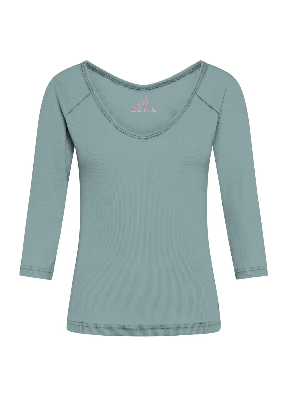 deha-t-shirt-scollo-v-tintura-fade-blu-c22053 image 1