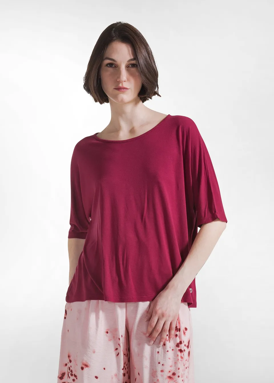 deha-t-shirt-fluida-in-viscosa-ecovero-rosso image 1