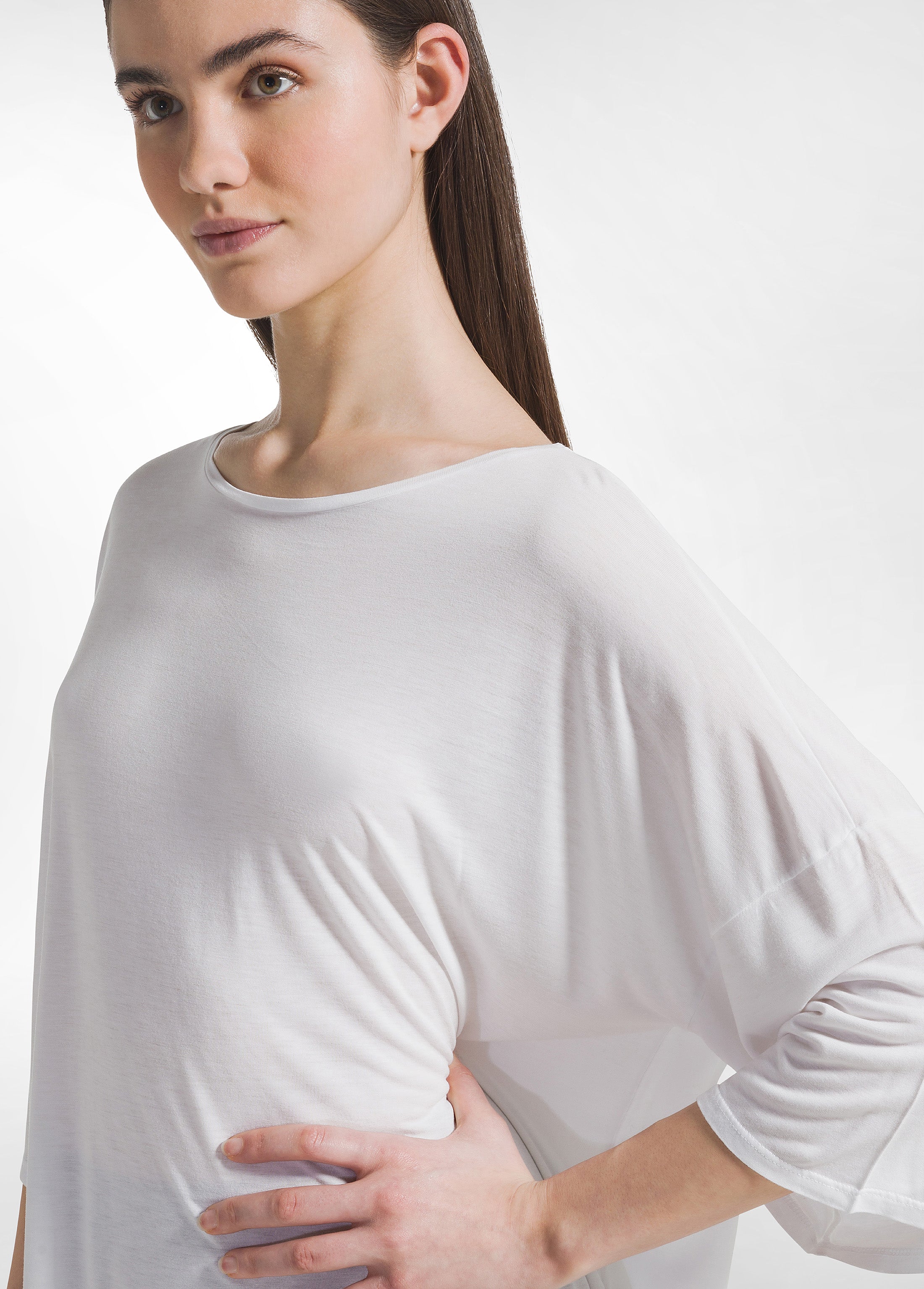 deha-d42044-t-shirt-yoga-oversize-tinta-unita-bianco image 7