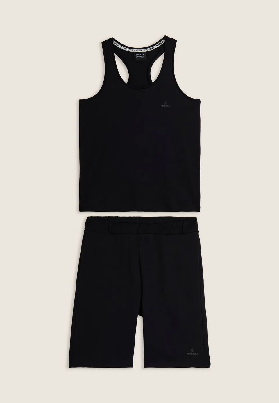 completo-sportivo-donna-freddy-in-cotone-canotta-bermuda image 1