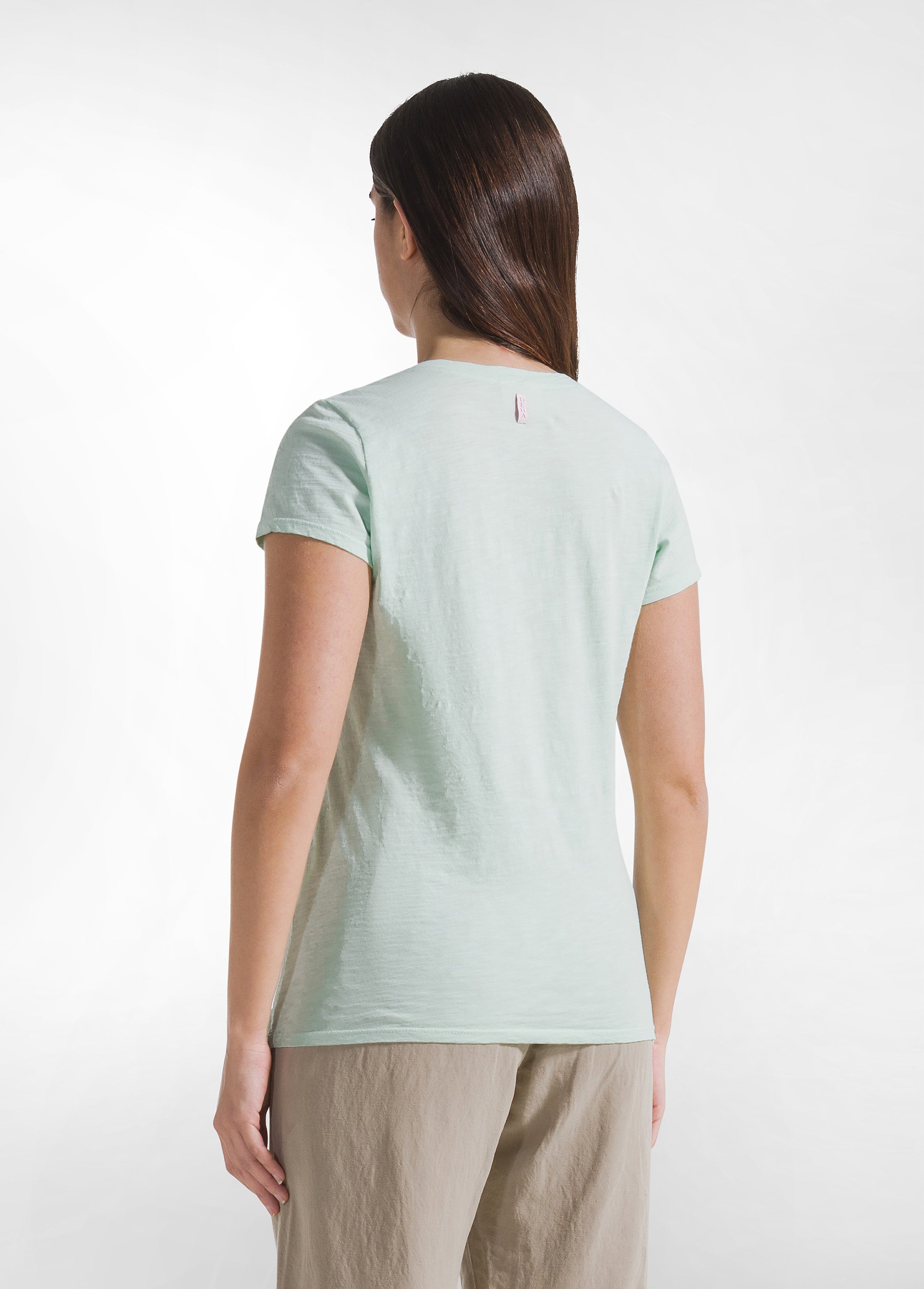 deha-t-shirt-flamm-con-scollo-a-v-verde-d42511-maglia-cotone-leggero-donna image 2