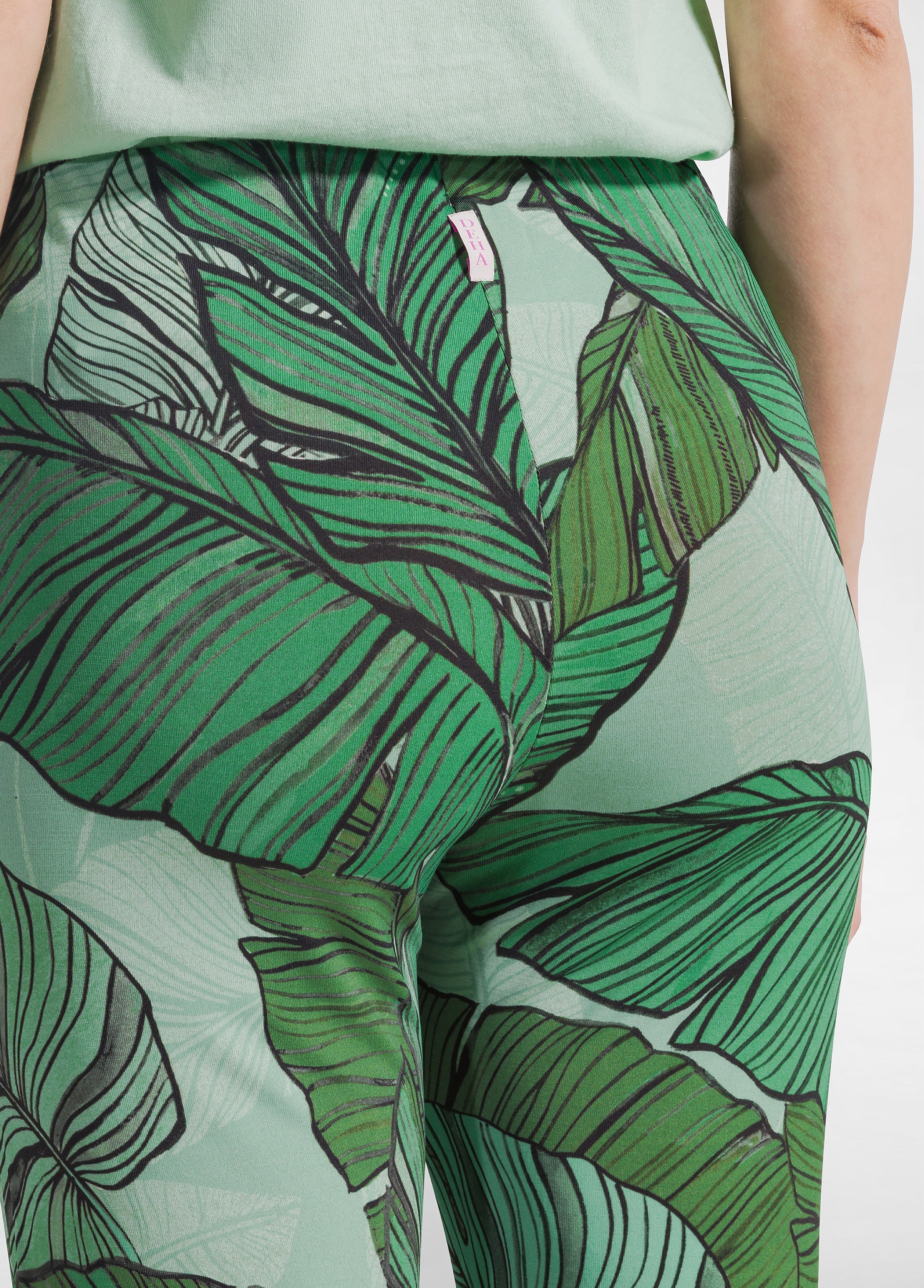 deha-pantalone-fluido-in-viscosa-stampata-verde-pantaloni-leisurewear-donna image 4