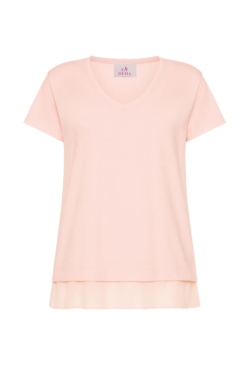 deha-t-shirt-in-cotone-con-dettagli-in-seta-rosa image 1