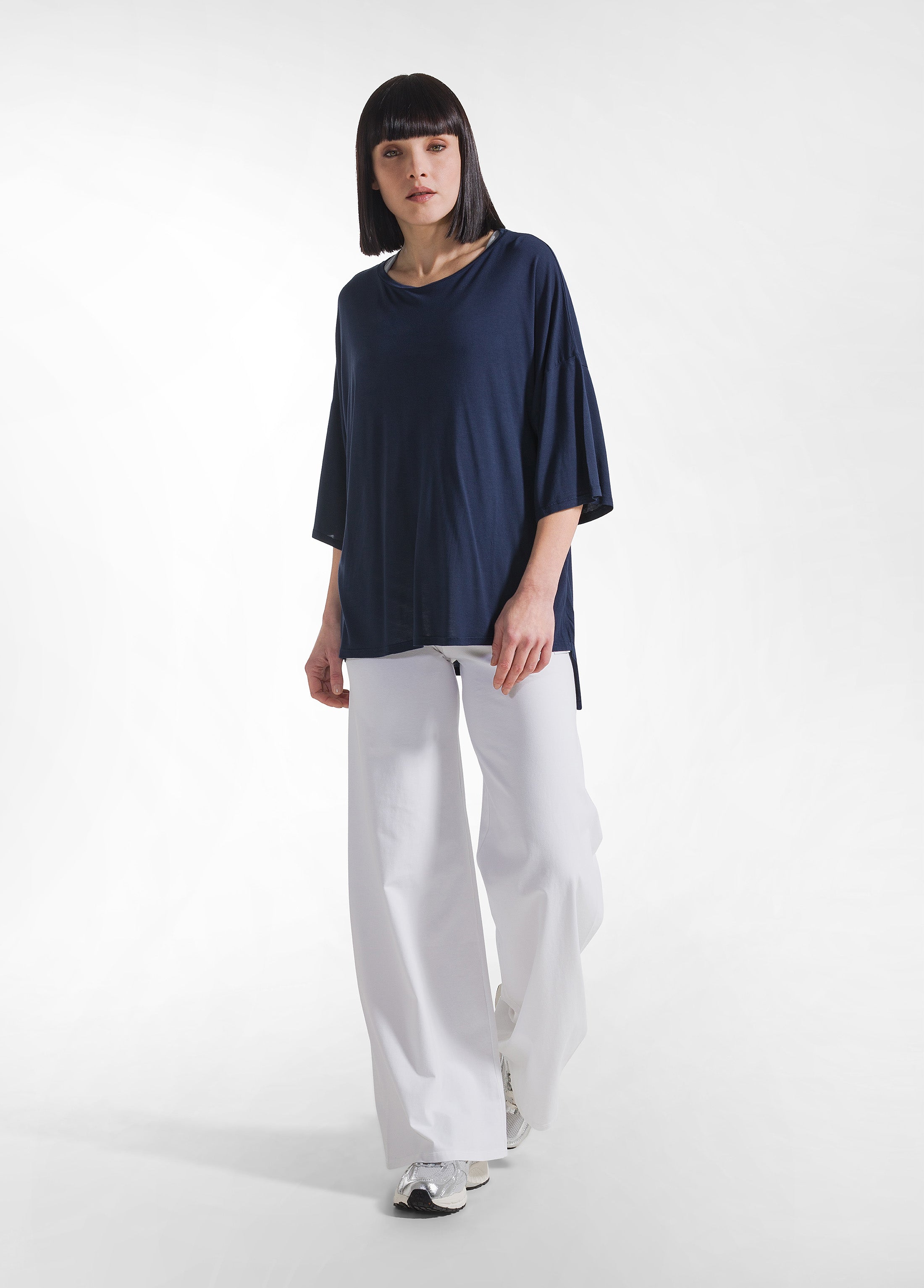 deha-t-shirt-yoga-oversize-tinta-unita-blu image 4