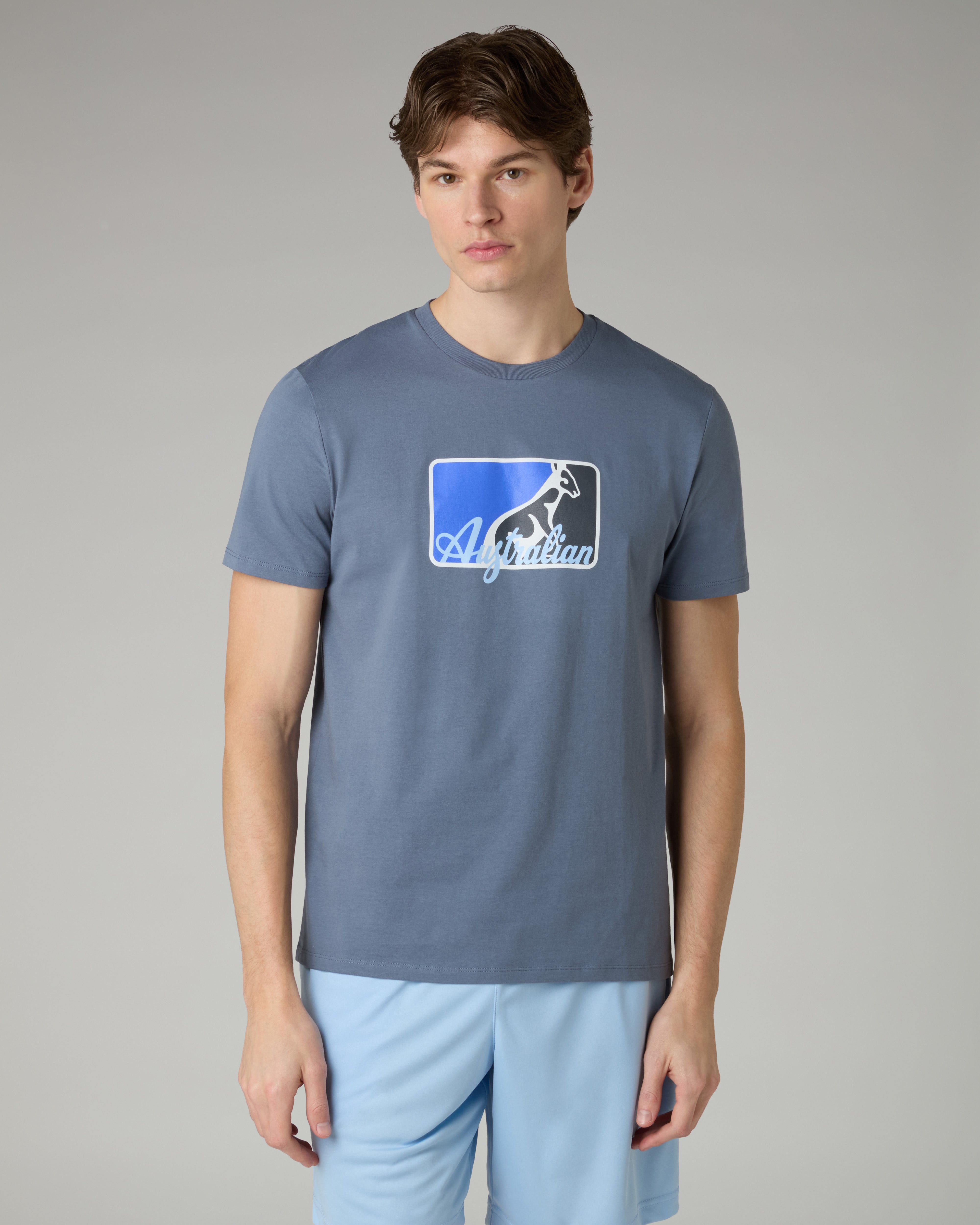australian-league-cotton-t-shirt-maglietta-cotone-grigio-flint-stone image 1