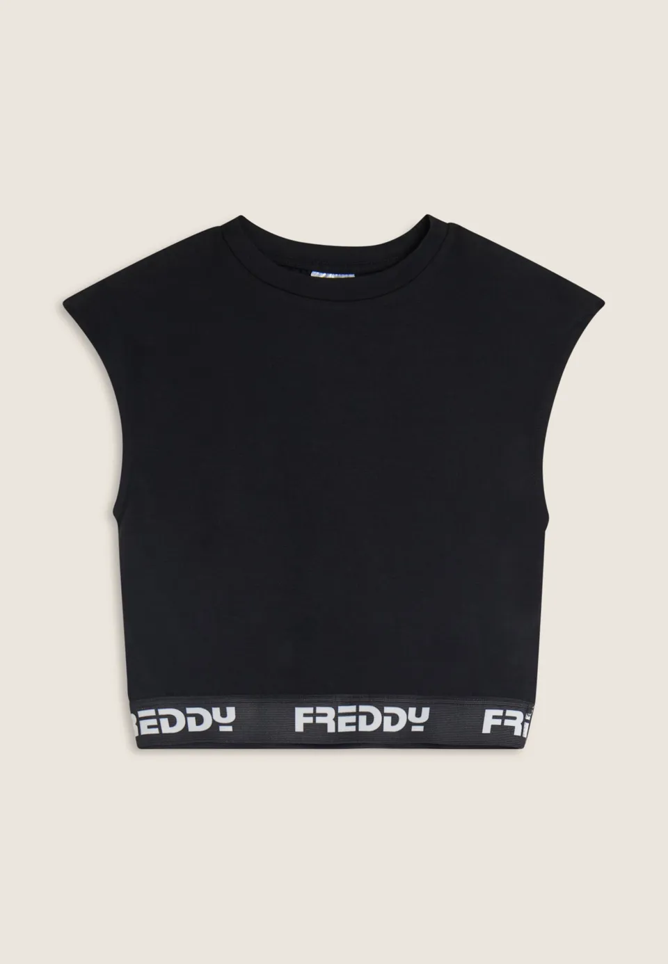 freddy-top-senza-maniche-comfort-fit-cropped-in-cotone-elasticizzato-con-elastic image 1
