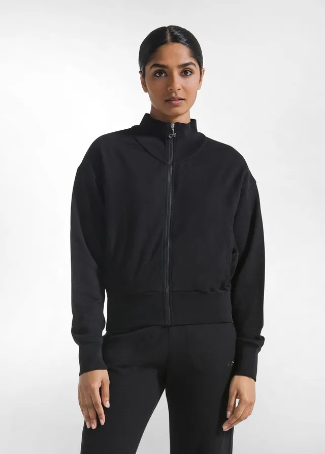 deha-felpa-full-zip-in-cotone-fiammato-nero image 1