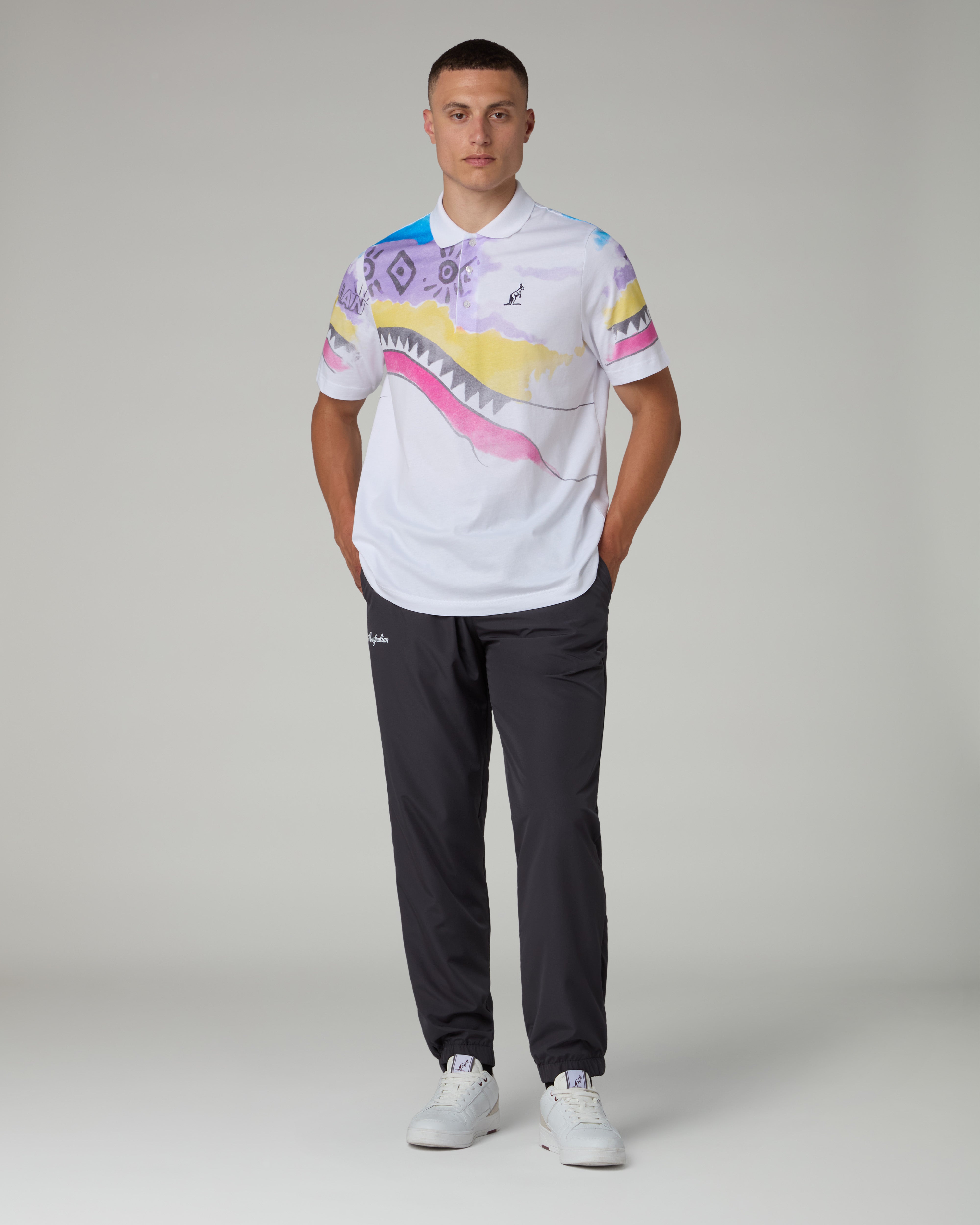 australian-legacy-court-polo-shirt-uomo-all-print-bianco image 2