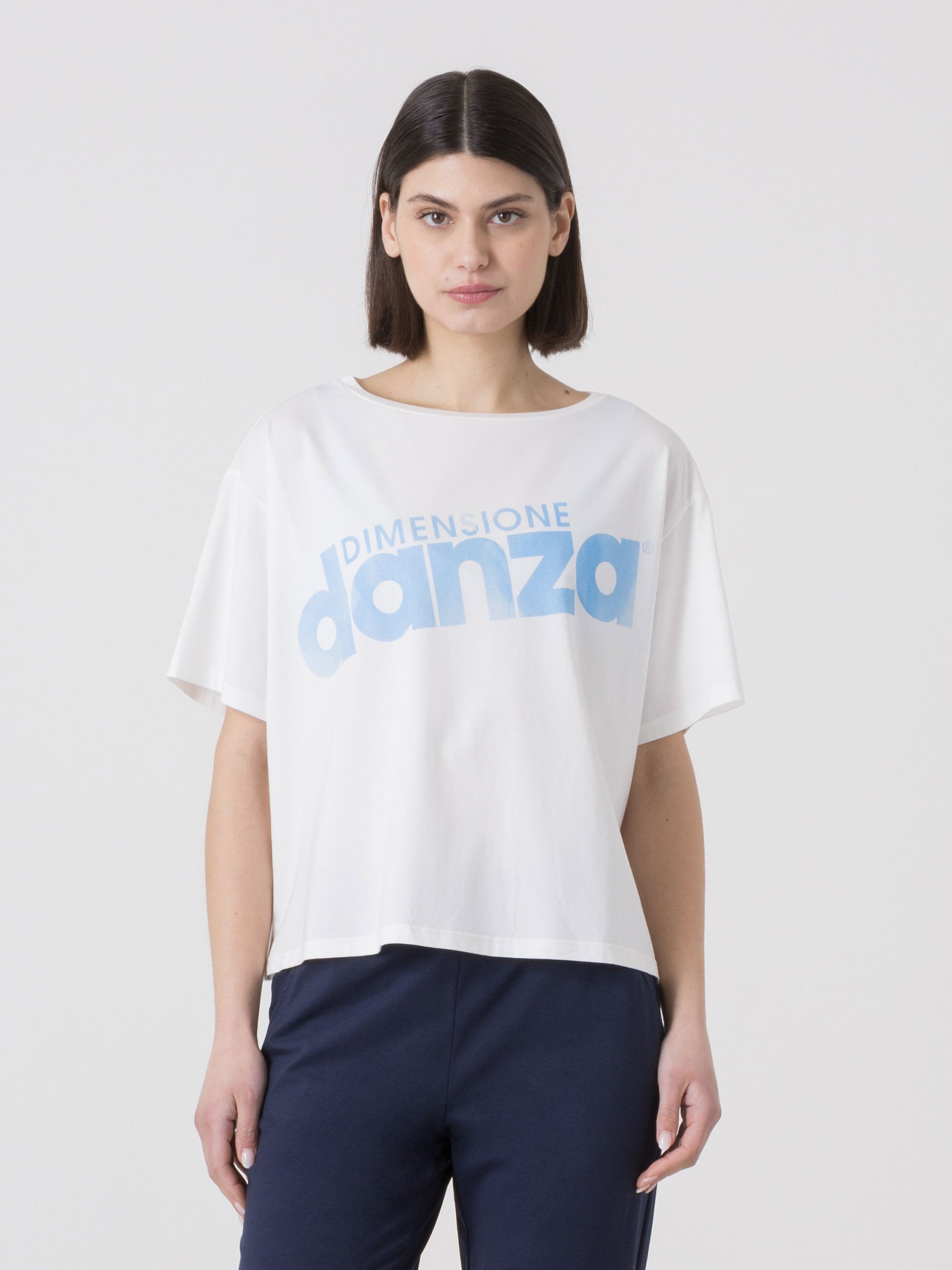 dimensione-danza-t-shirt-donna-in-modal-jersey-stretch-con-logo-frontale image 1