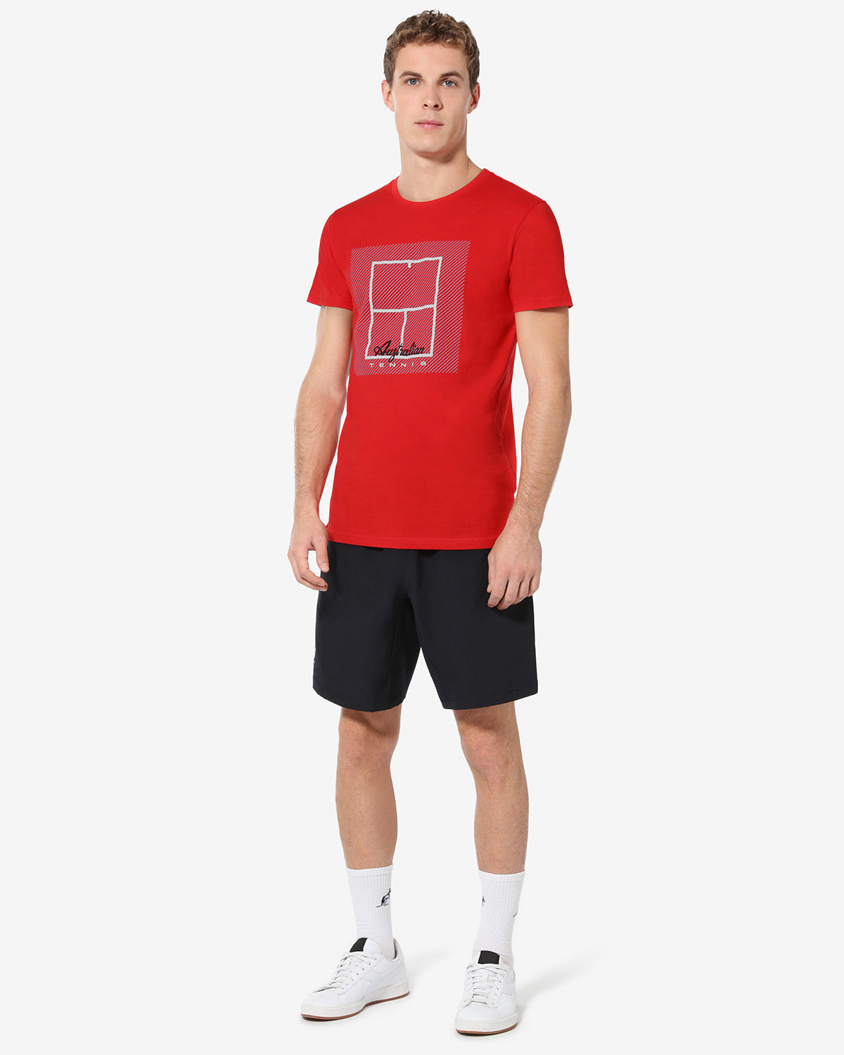 australian-tennis-court-t-shirt-t-shirt-in-cotone-rosso-vivo image 2