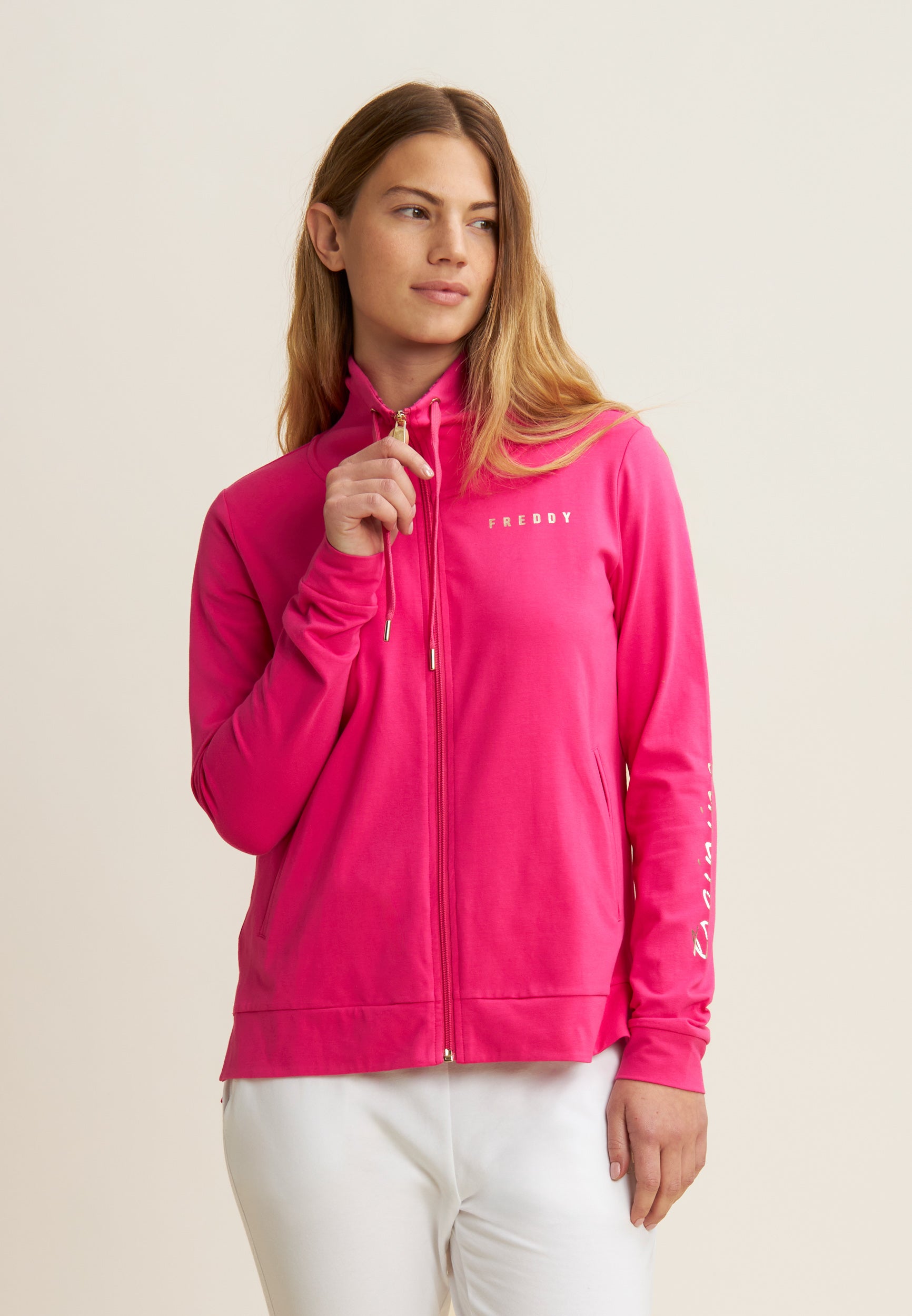 freddy-felpa-donna-zip-collo-alto-heavy-jersey-stampa-floreale image 1