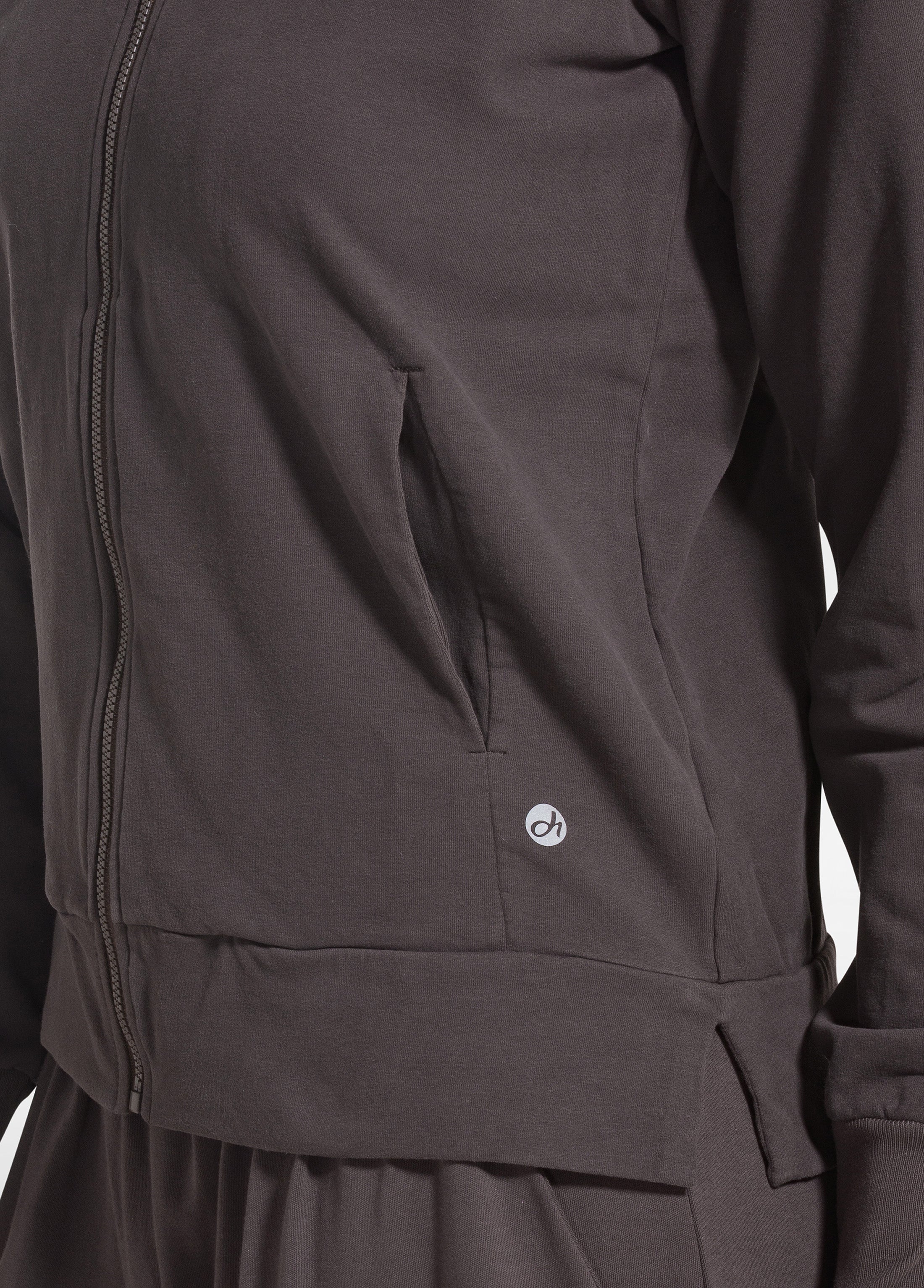 deha-felpa-stretch-con-zip-senza-cappuccio-marrone image 3