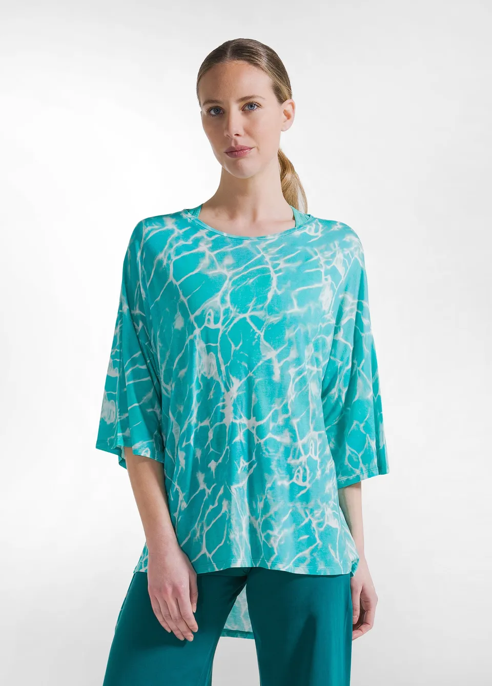 deha-t-shirt-oversize-allover-in-viscosa-ecovero-blu image 1