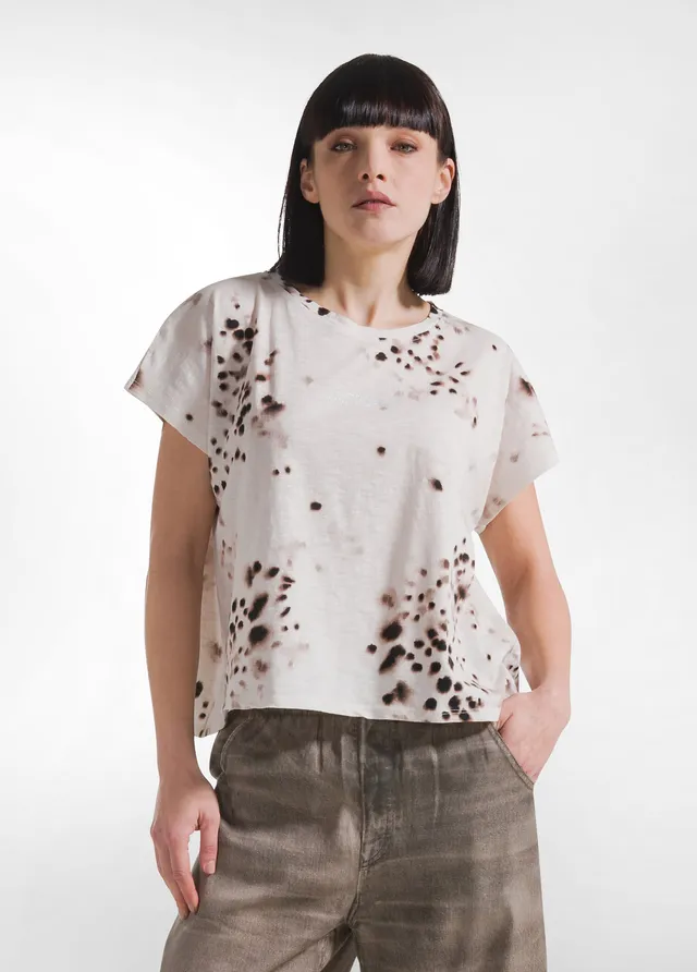 deha-t-shirt-in-cotone-fiammato-all-over-beige image 1