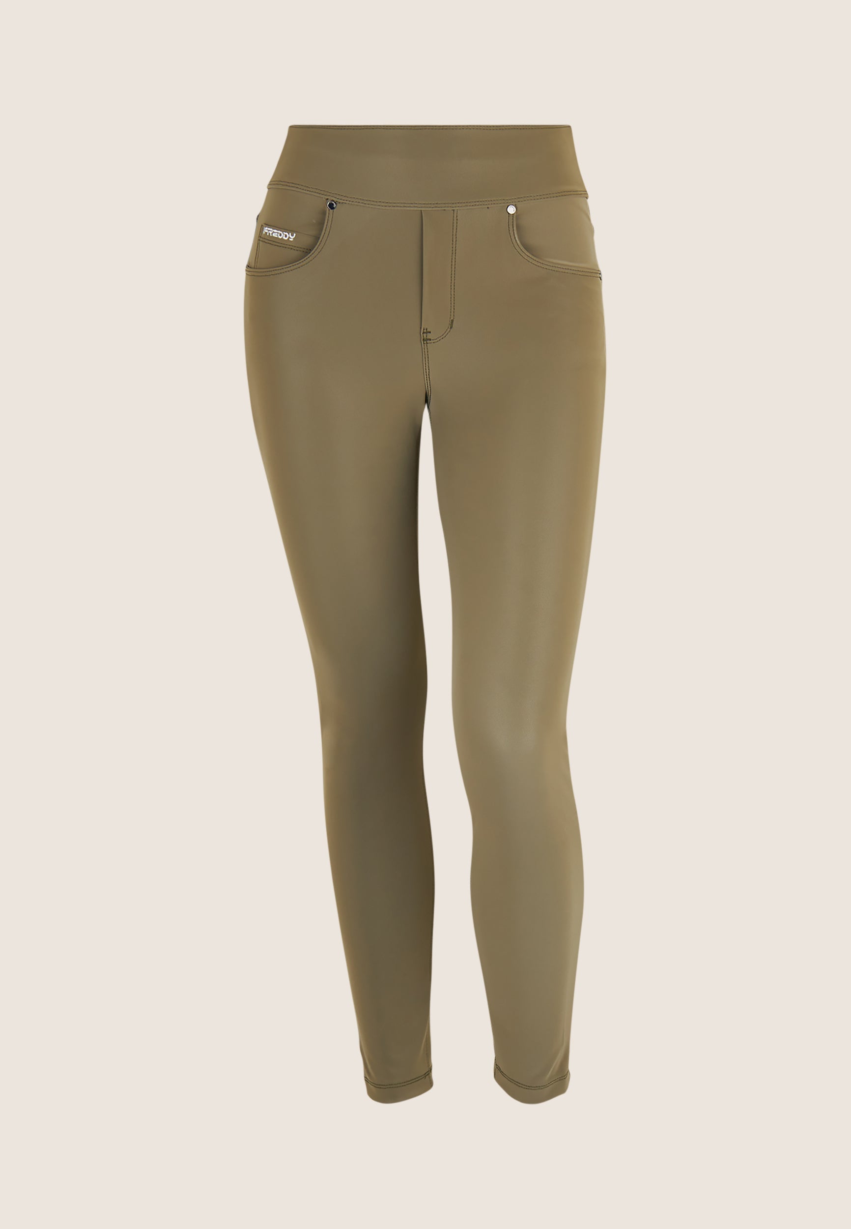 freddy-n-o-w-pants-donna-skinny-vita-media-in-similpelle-lucida image 4