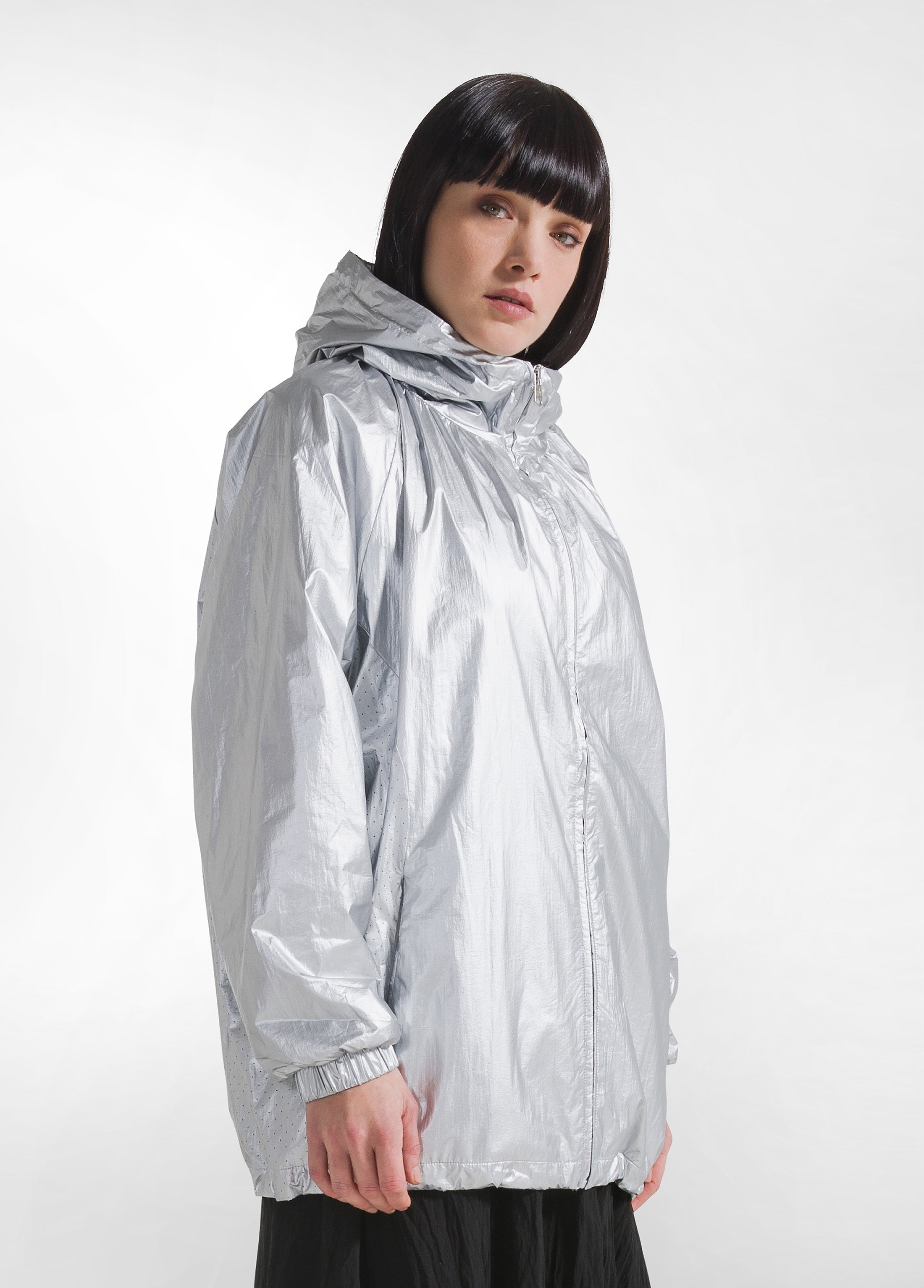 deha-d42432-giacca-sportiva-con-cappuccio-nylon-metallizzato-grigio image 1