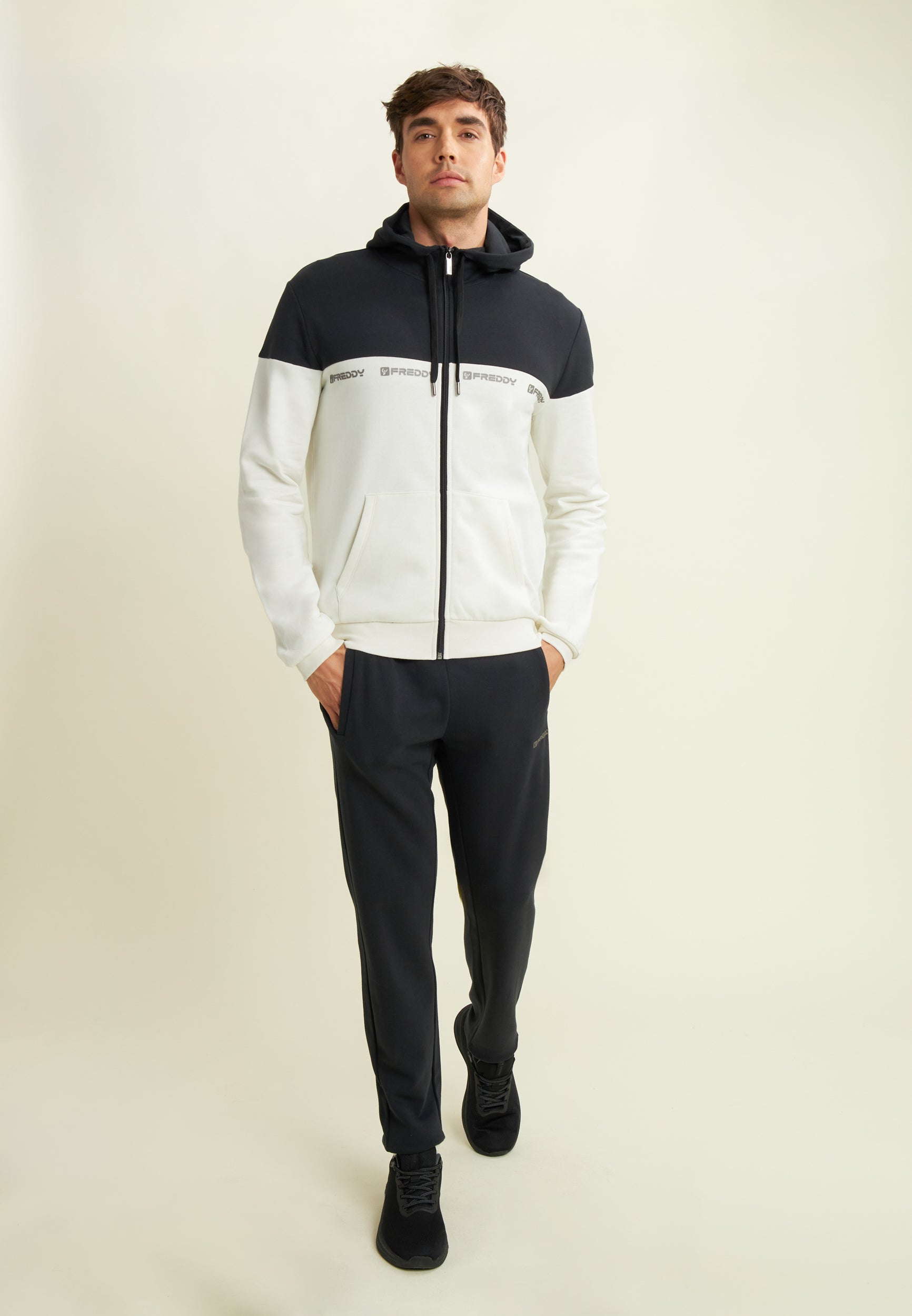 freddy-felpa-colour-block-full-zip-con-cappuccio-e-logo-stampato image 2