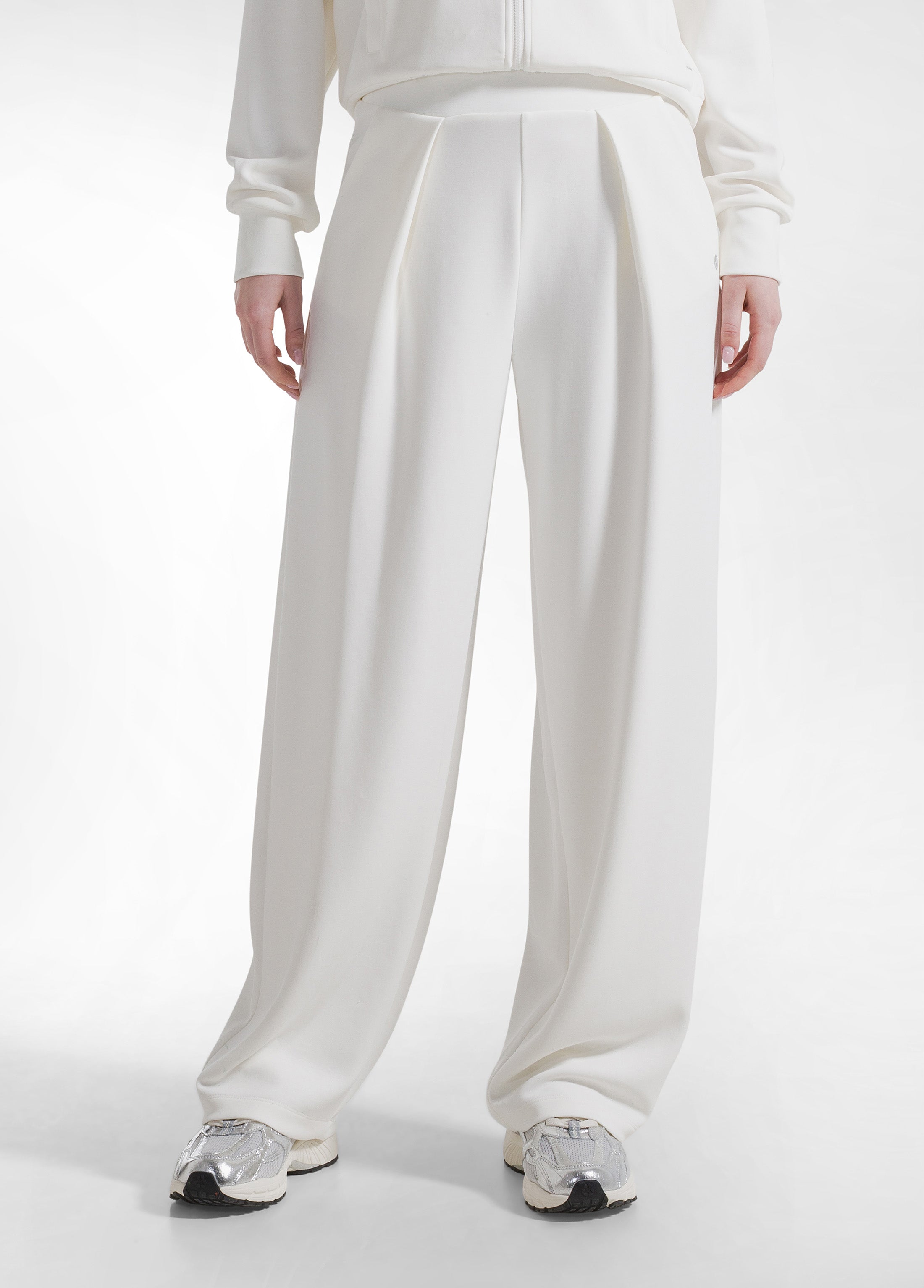deha-pantaloni-plissettati-in-modal-bianco image 2