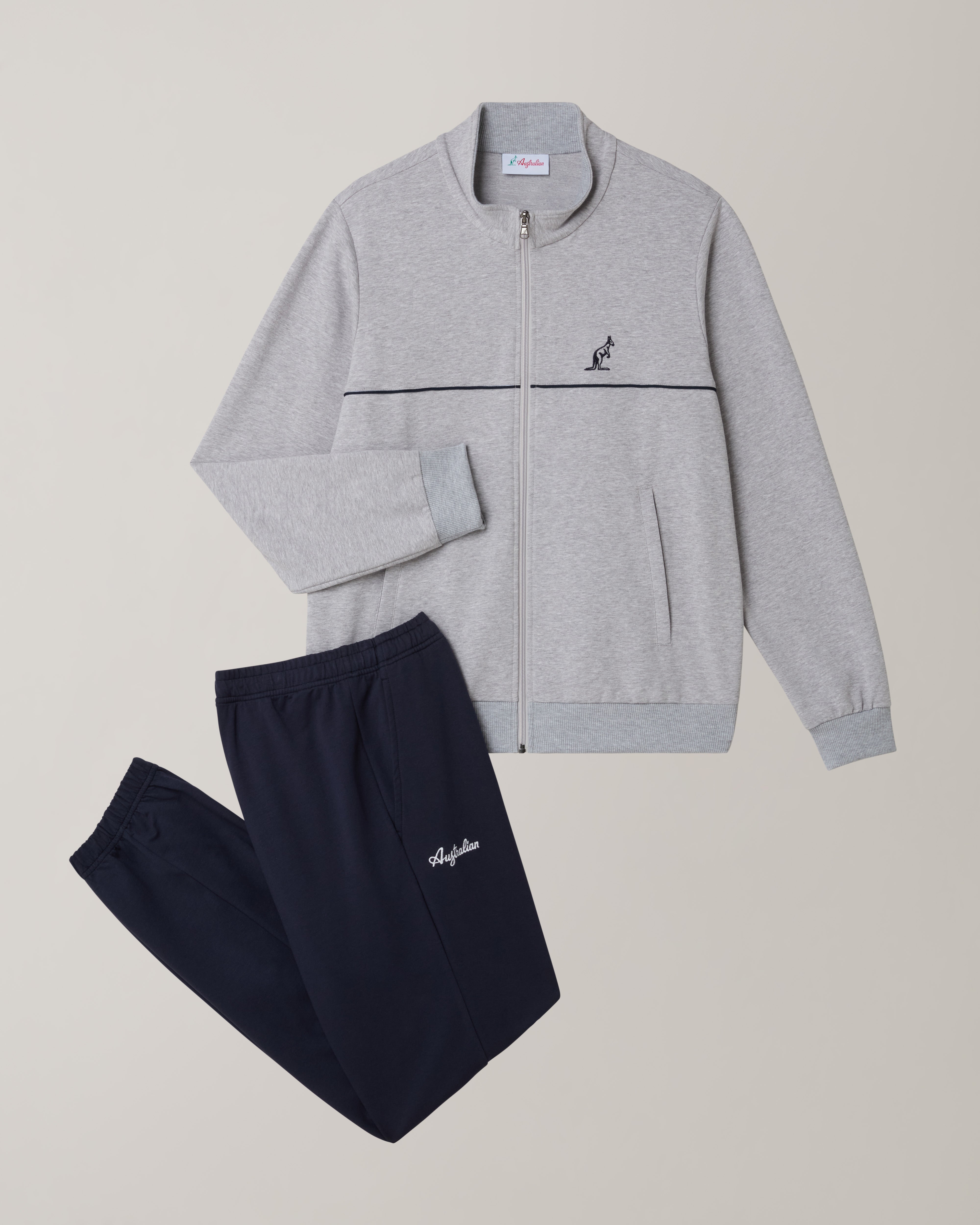 australian-essential-line-tuta-in-felpa-elasticizzata-grigio-melange image 8