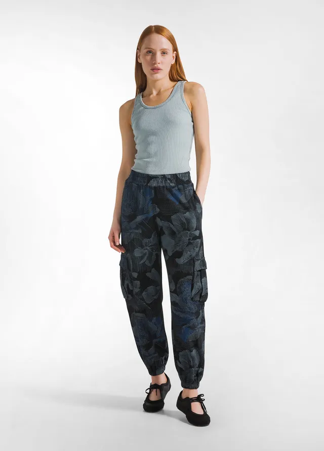 deha-pantalone-cargo-in-felpa-allover-nero image 1