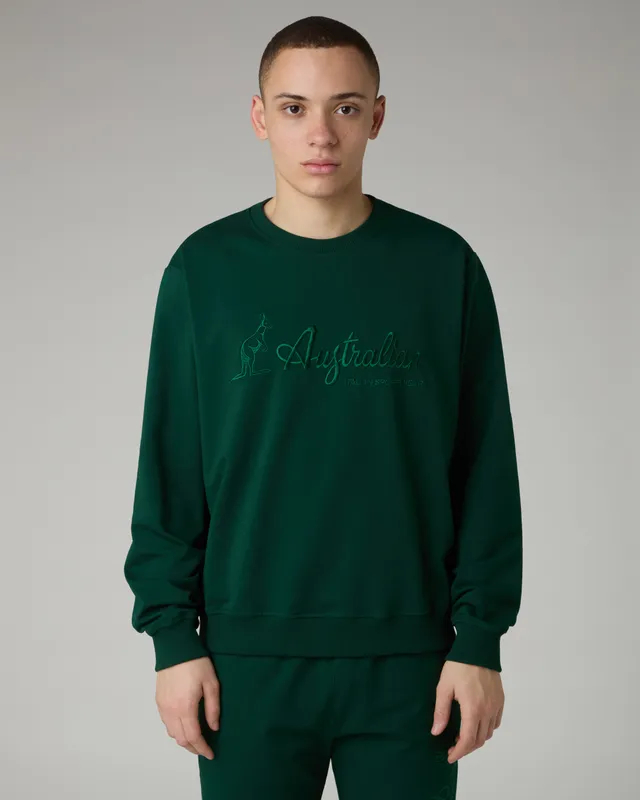 australian-statement-logo-crewneck-felpa-girocollo-con-ricamo-sportswear image 1