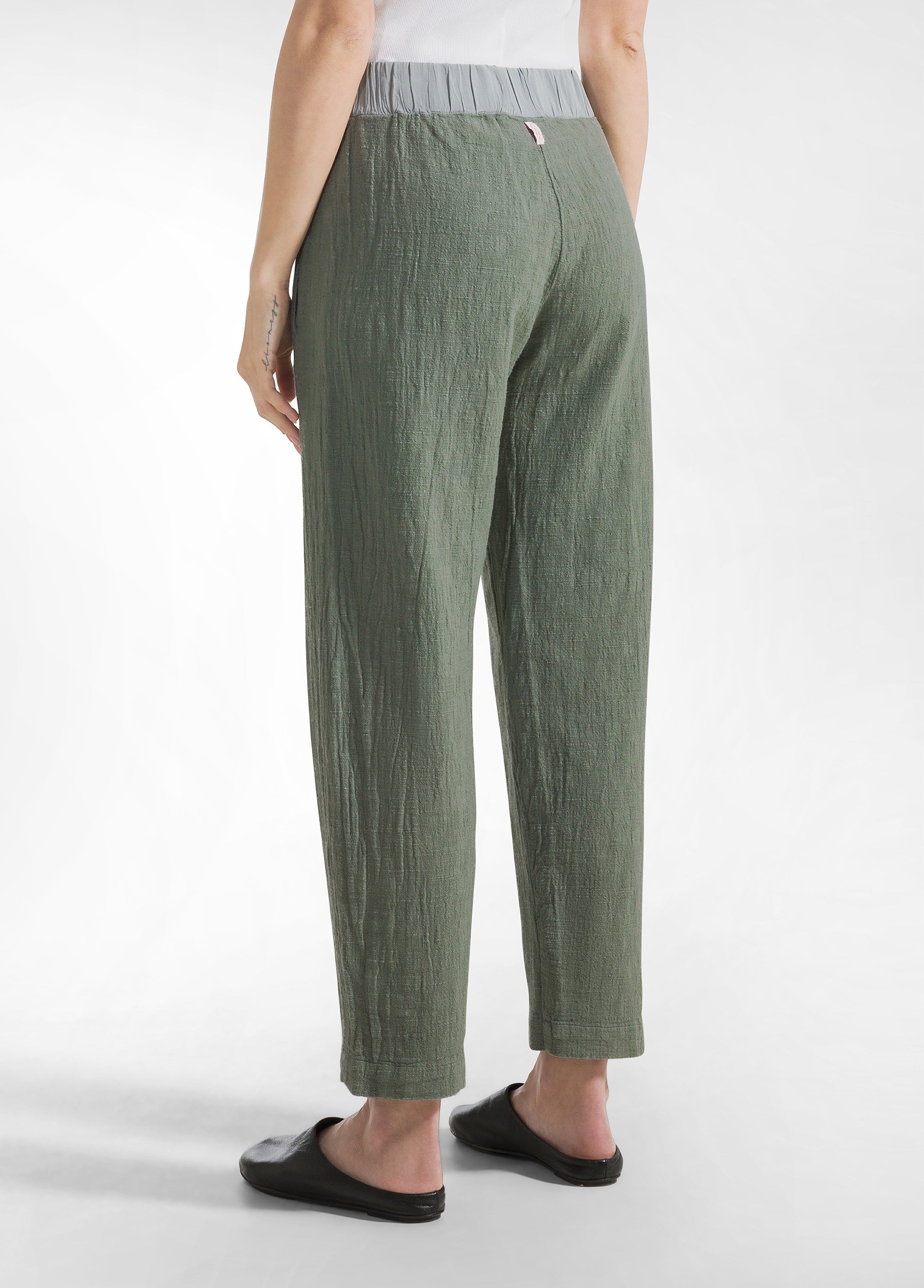 deha-pantalone-carrot-in-tweed-di-cotone-verde image 3