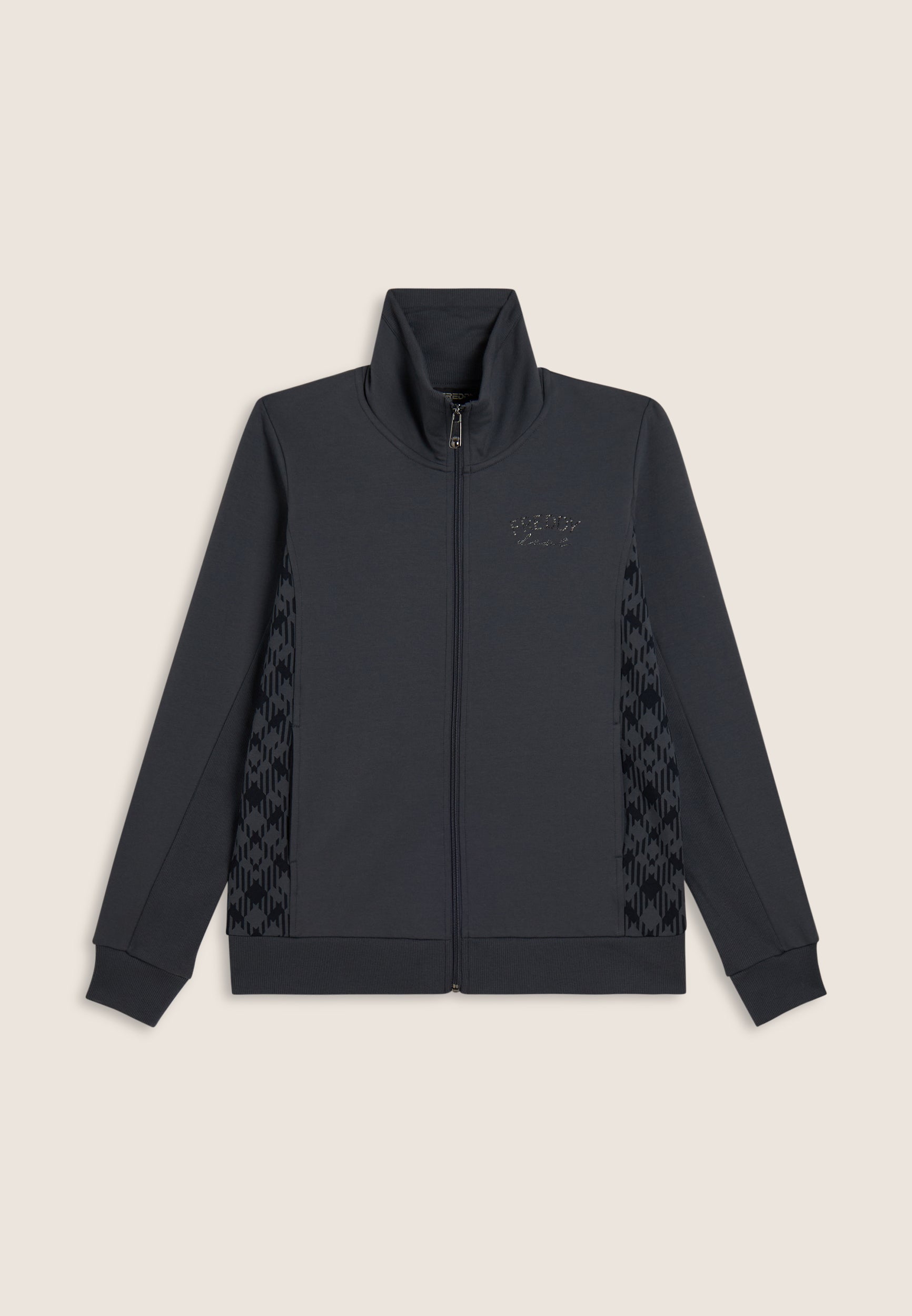 felpa-donna-freddy-full-zip-regular-fit-collo-alto-con-inserti-geometrici image 5
