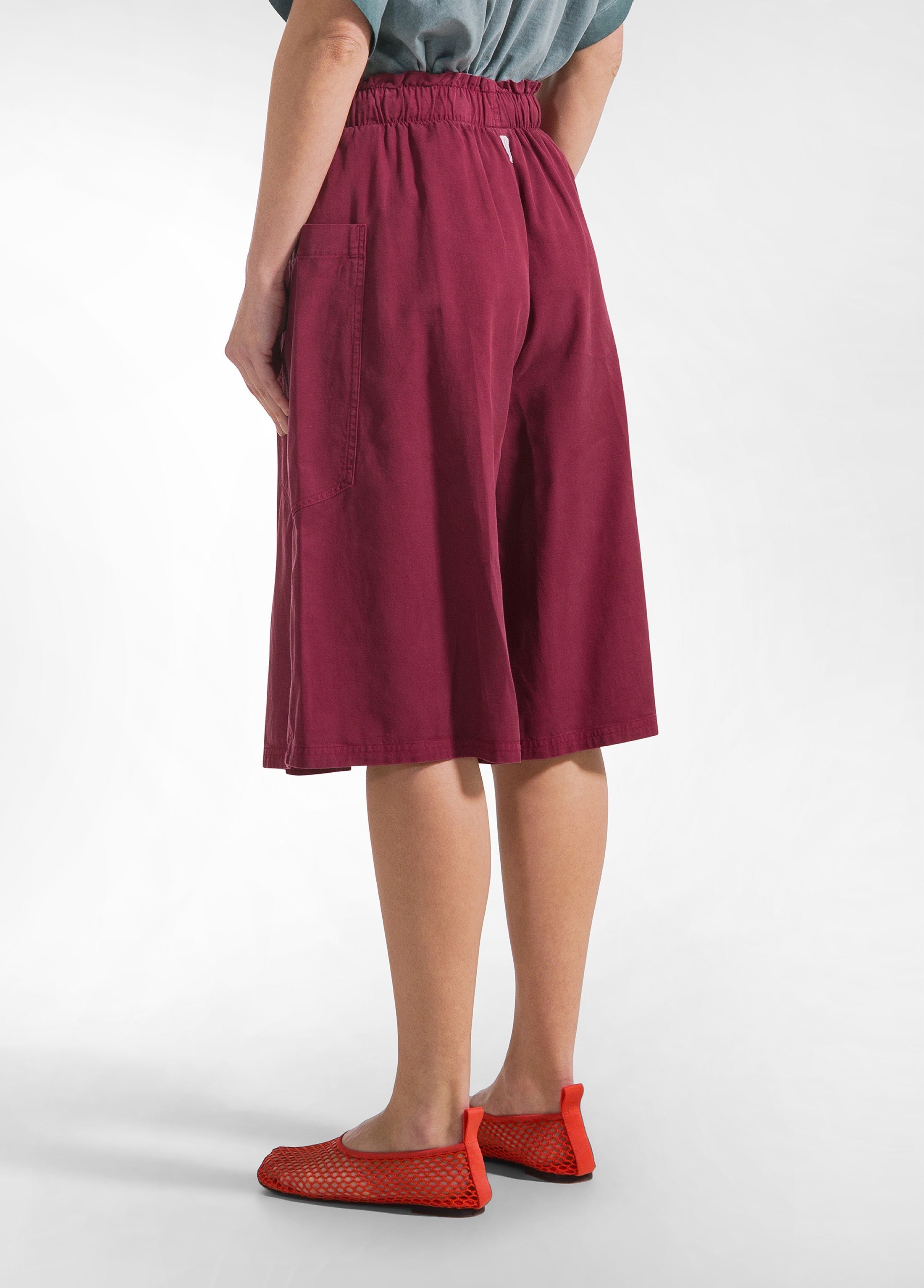 deha-gonna-pantalone-plissettata-in-twill-di-lyocell-rosso image 3