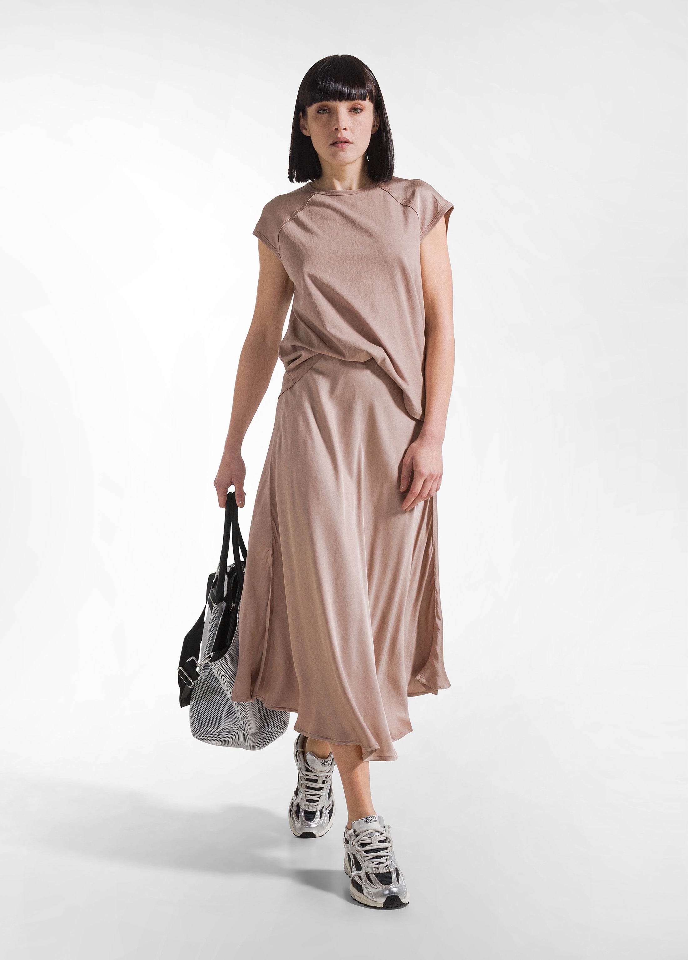 deha-gonna-in-satin-di-viscosa-marrone-d42465 image 1