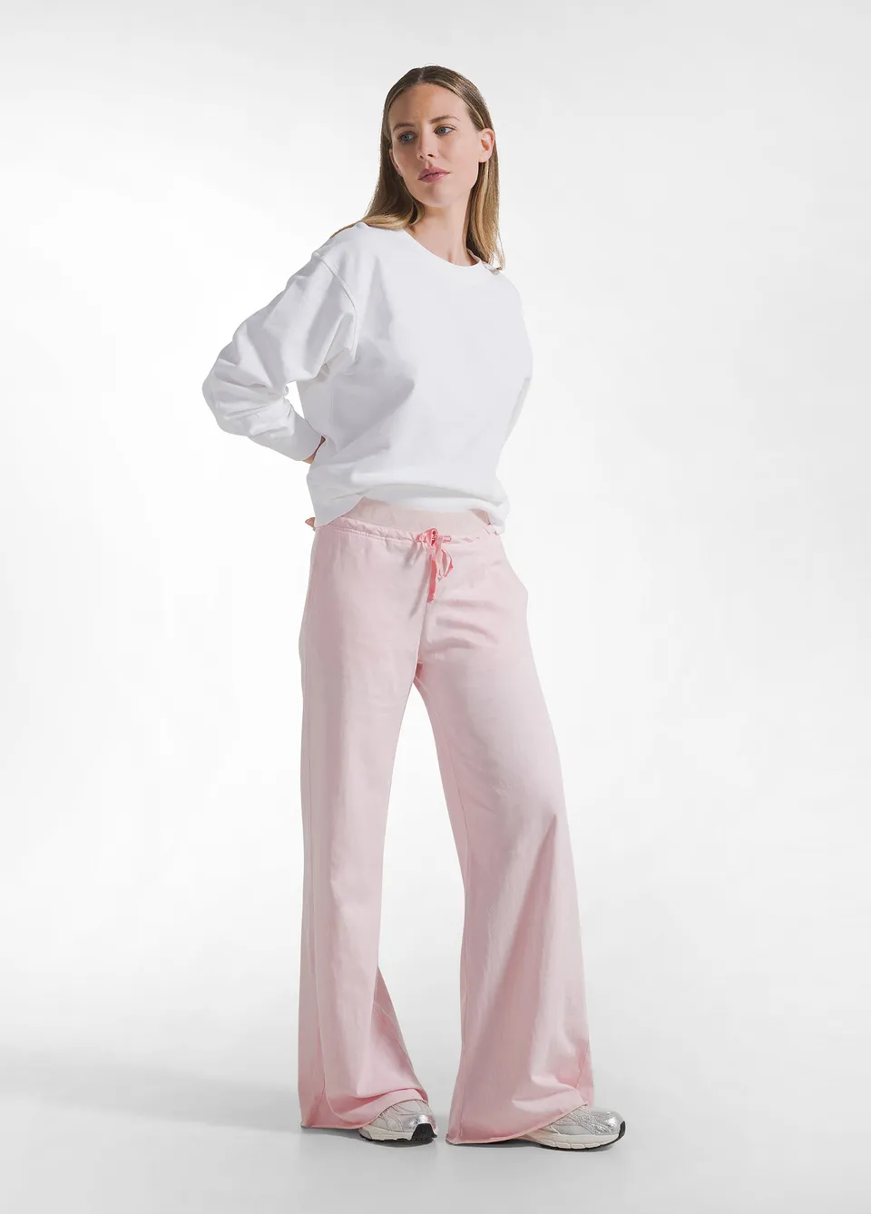 deha-pantaloni-ampi-jersey-effetto-fade-rosa image 1