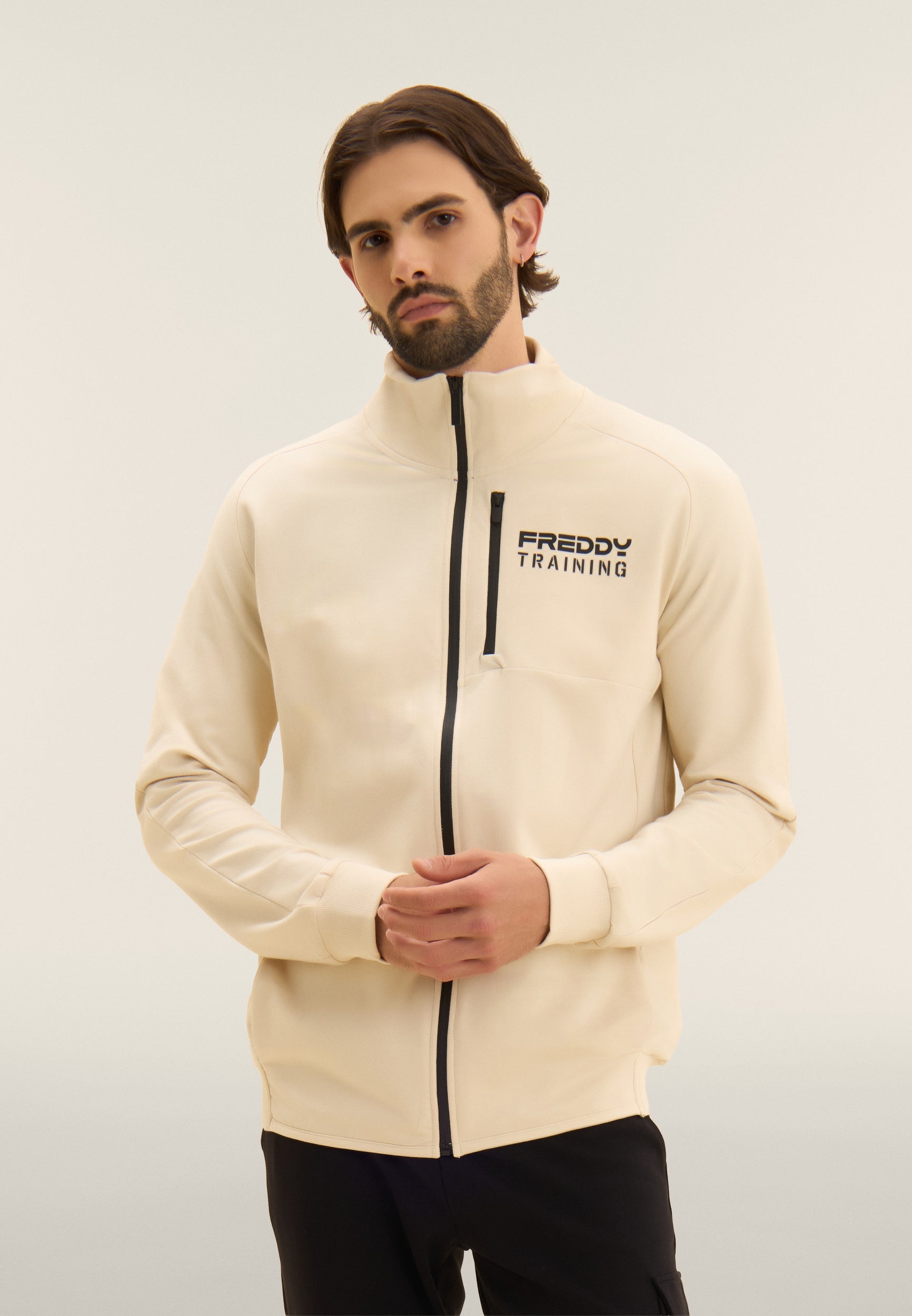 freddy-felpa-full-zip-con-taschino-collo-alto-e-cuciture-sportive image 1