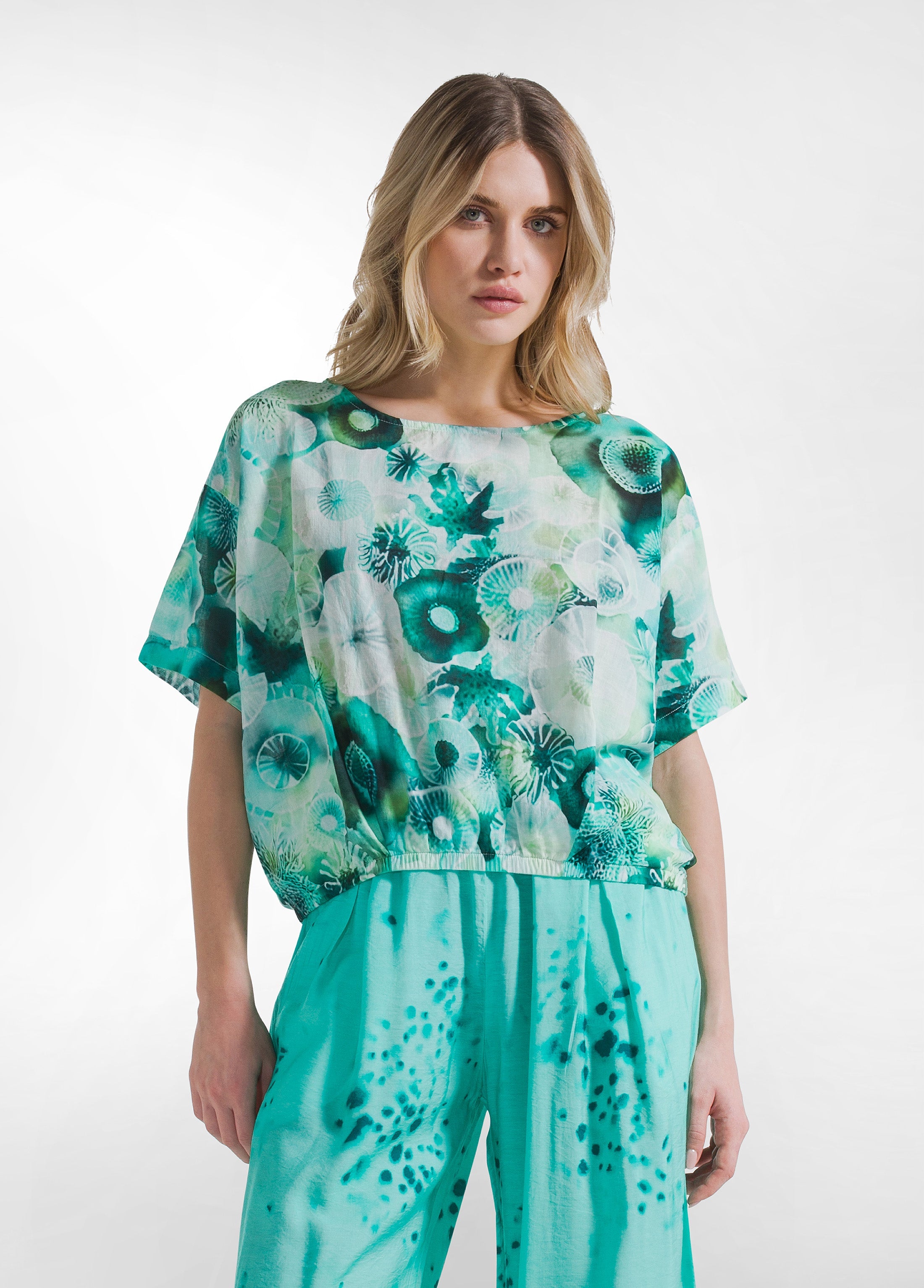 deha-top-all-over-in-mussola-di-cotone-blu image 1