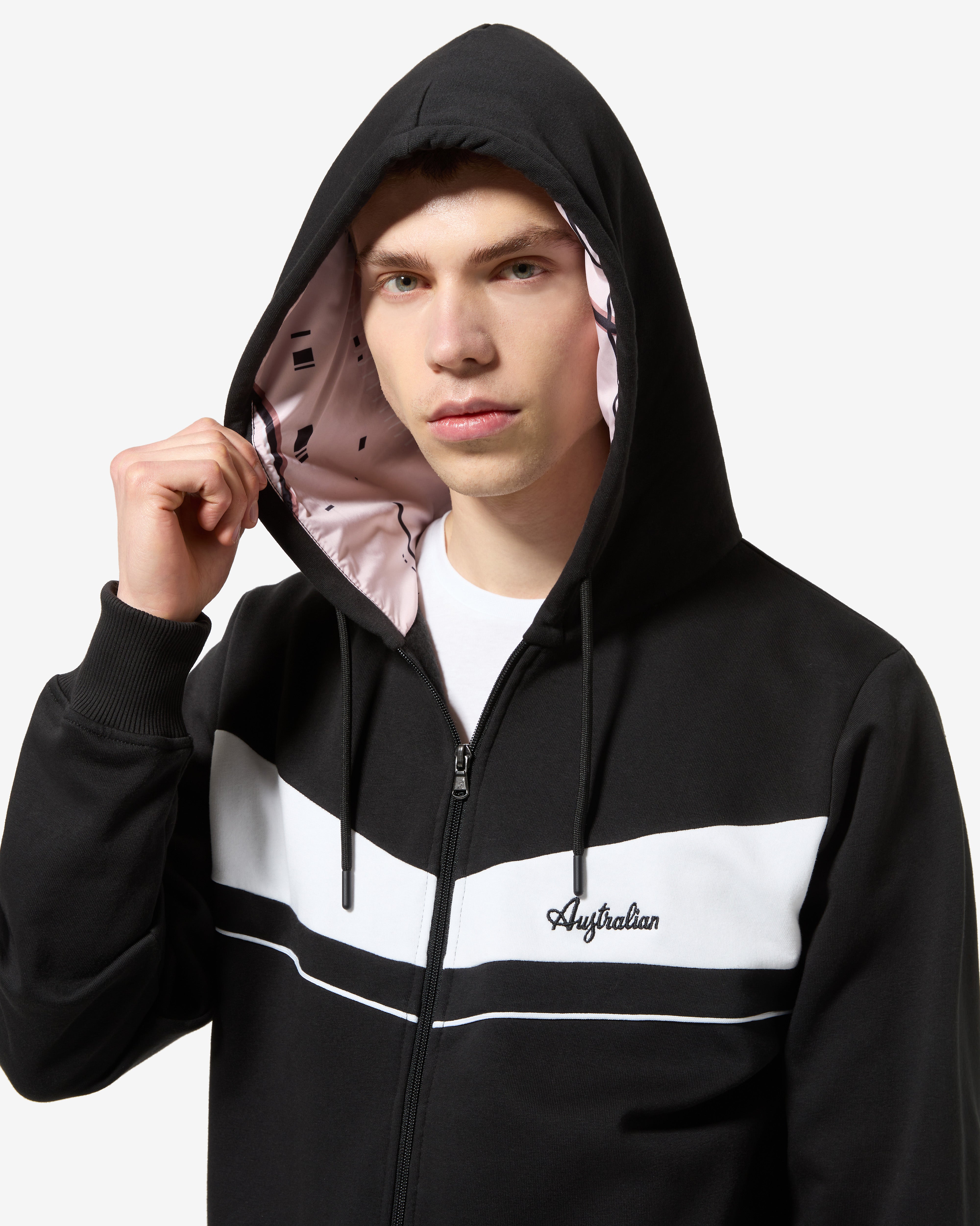 australian-raw-pink-track-jacket-giacca-felpa-con-cappuccio-nera image 5