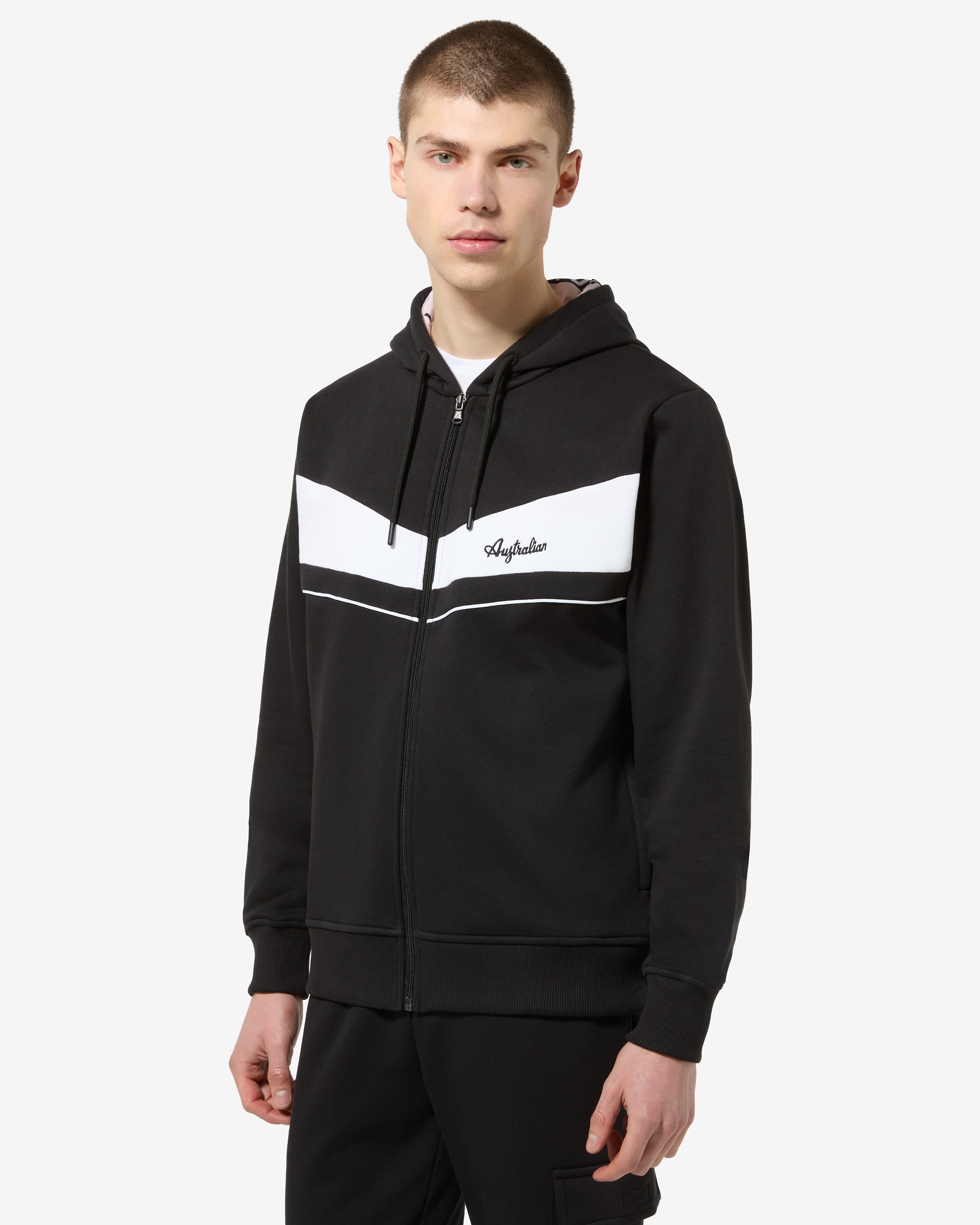 australian-raw-pink-track-jacket-giacca-felpa-con-cappuccio-nera image 1