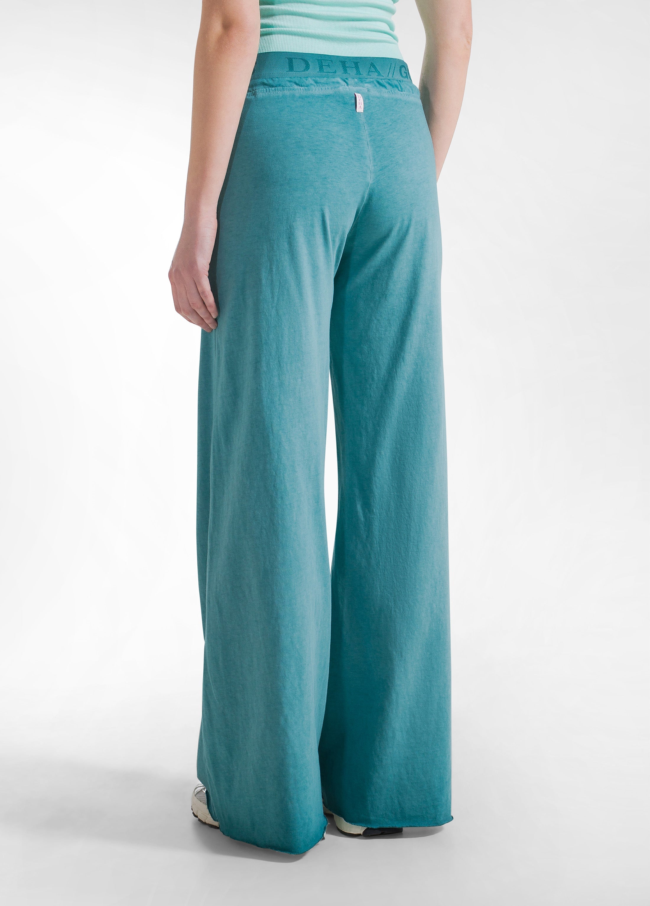 deha-d42106-pantaloni-ampi-effetto-fade-verde-in-jersey-stretch image 3