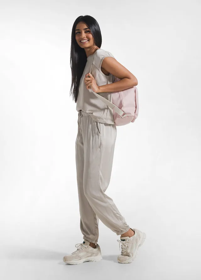 deha-pantaloni-jogger-in-satin-di-viscosa-beige image 1