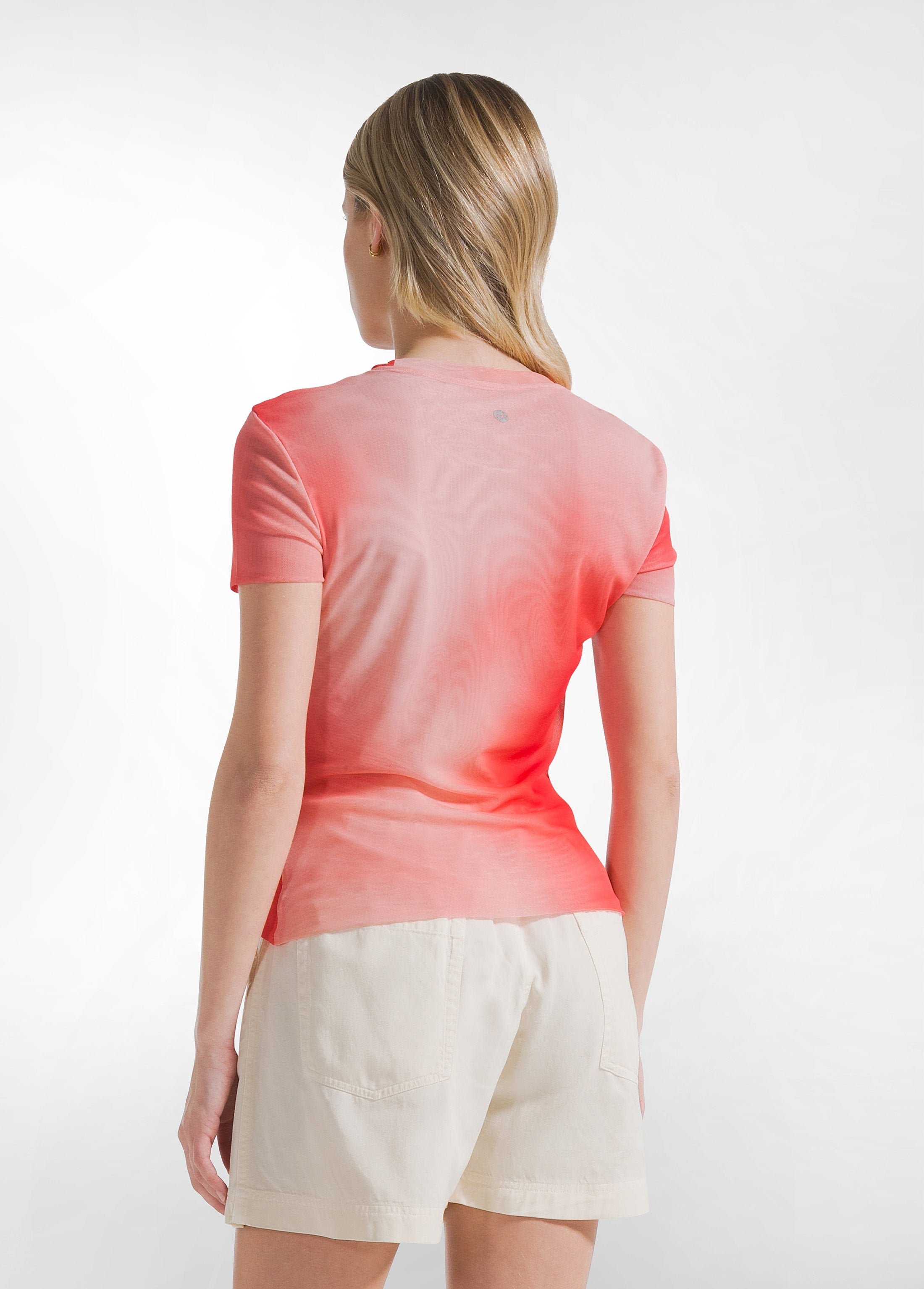 deha-d42770-t-shirt-plissettata-doppio-strato-tulle-allover-rosso image 2