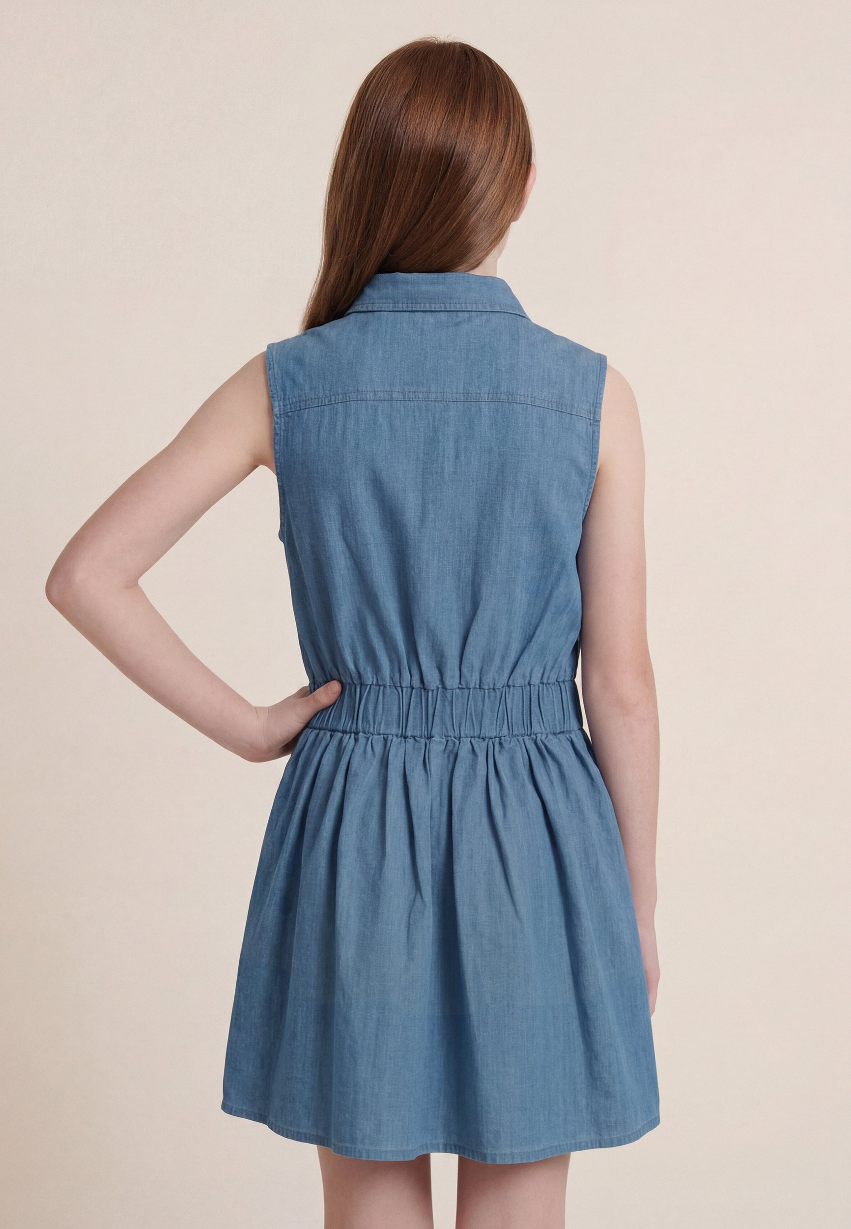 freddy-abito-smanicato-chambray-bottoni-bambina-e-ragazza image 3