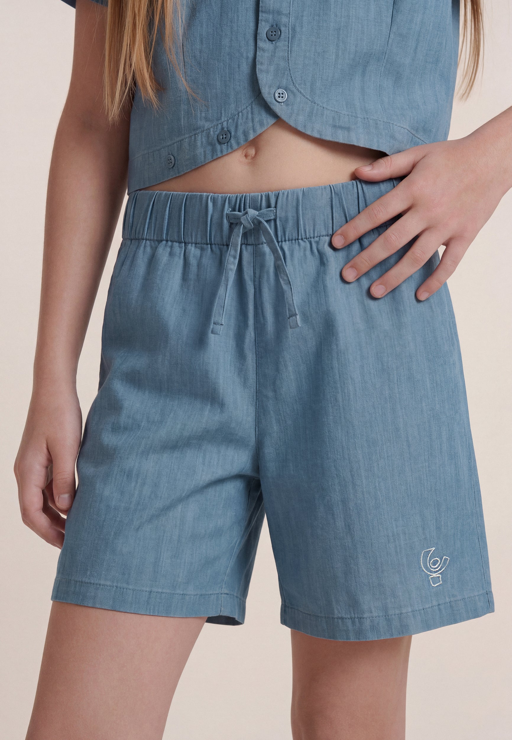 freddy-wr-up-shorts-in-tessuto-chambray-da-bambina-e-ragazza image 4
