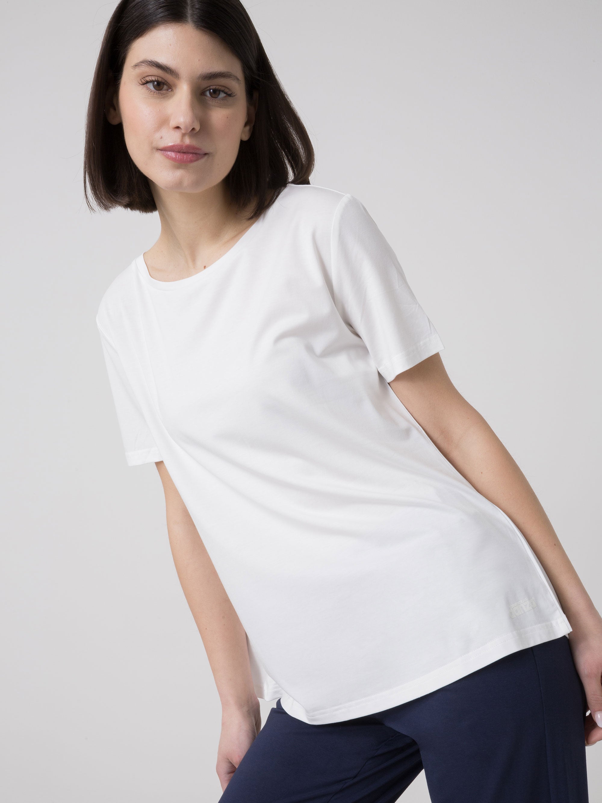 dimensione-danza-t-shirt-donna-modal-jersey-stretch-con-inserto-georgette image 5