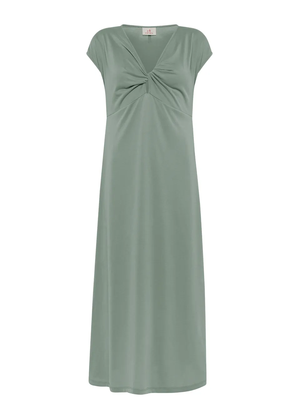 deha-abito-d22030-vestito-mezza-manichetta-modal-verde-scollo-a-v image 1