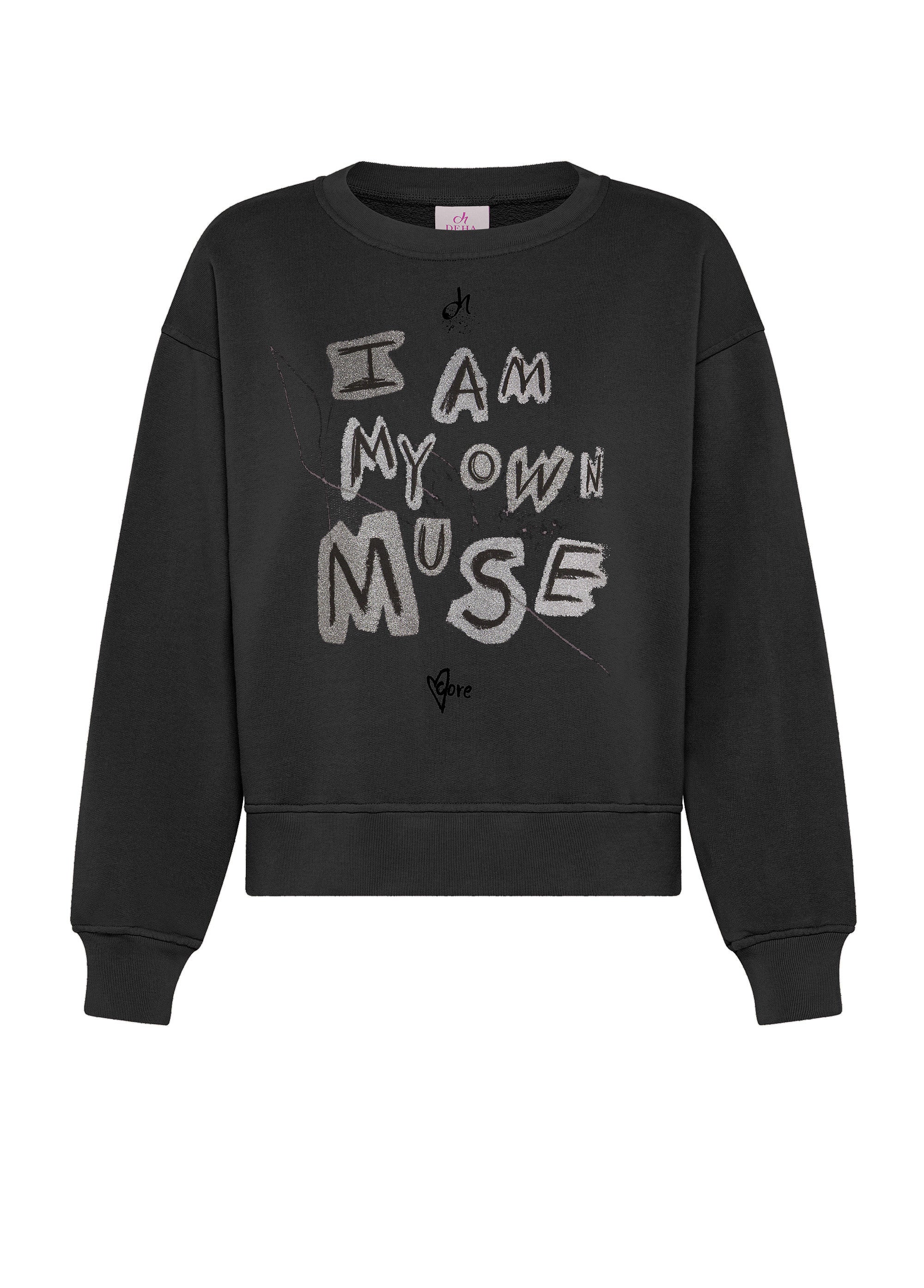 deha-felpa-girocollo-comfy-con-grafica-nero image 1
