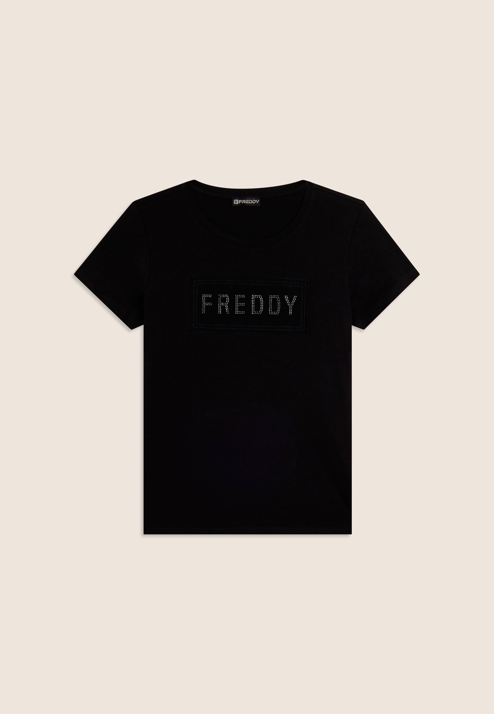 freddy-t-shirt-donna-cotone-supima-con-strass-e-inserto-mesh image 8