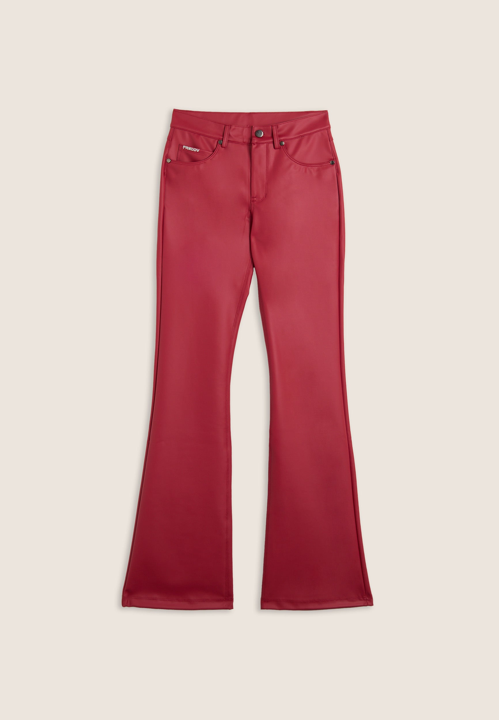 freddy-pantaloni-flare-5-tasche-in-similpelle-vita-regular image 4