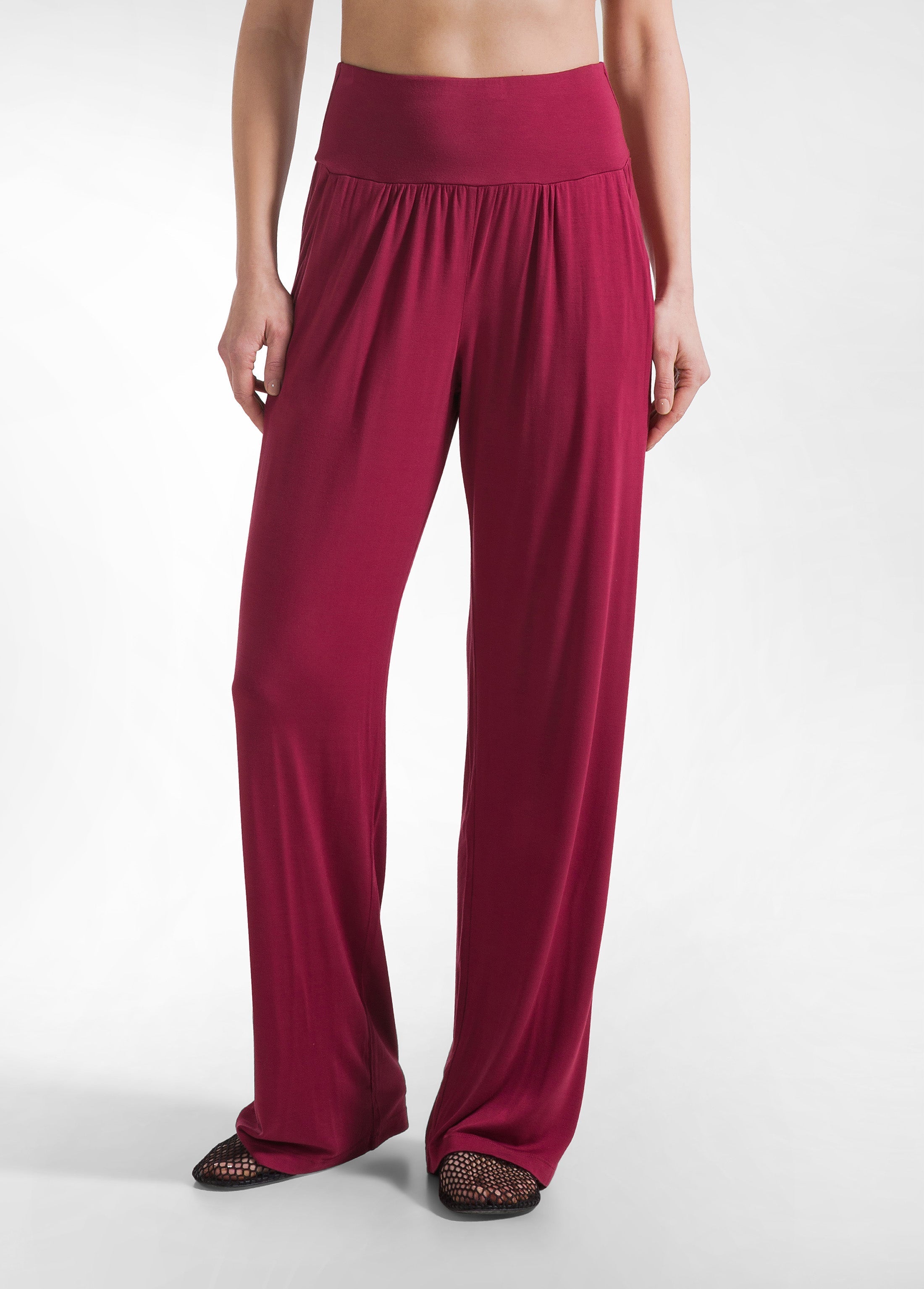 deha-completo-t-shirt-e-pantalone-dritto-in-viscosa-stretch-rosso image 6