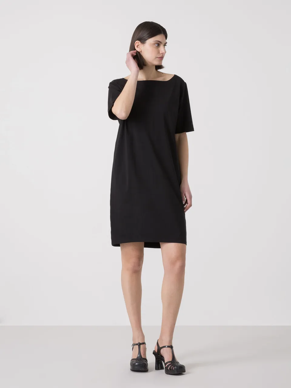 dimensione-danza-abito-donna-in-modal-jersey-stretch-scollo-a-barca-con-nodo-ret image 1