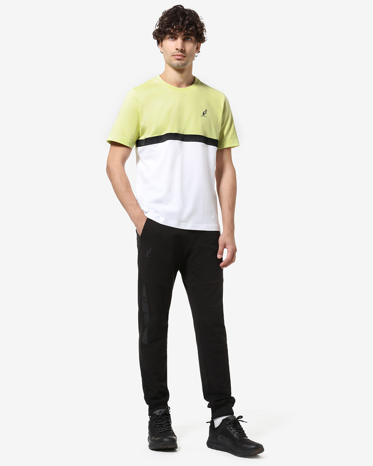 australian-color-block-t-shirt-lime-cotone-regular-fit-logo-rifrangente image 2