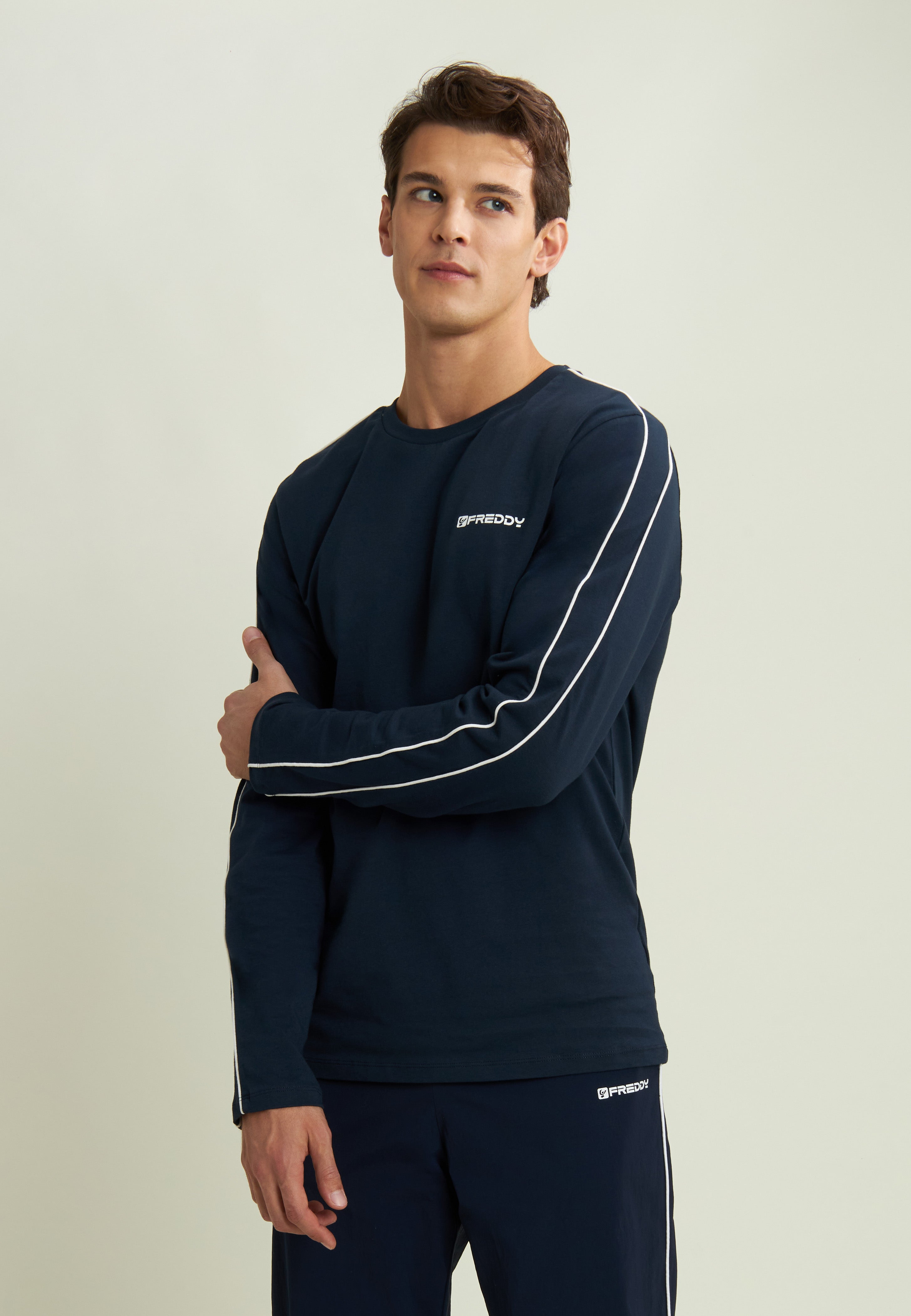 freddy-t-shirt-uomo-manica-lunga-jersey-cuciture-contrasto image 8