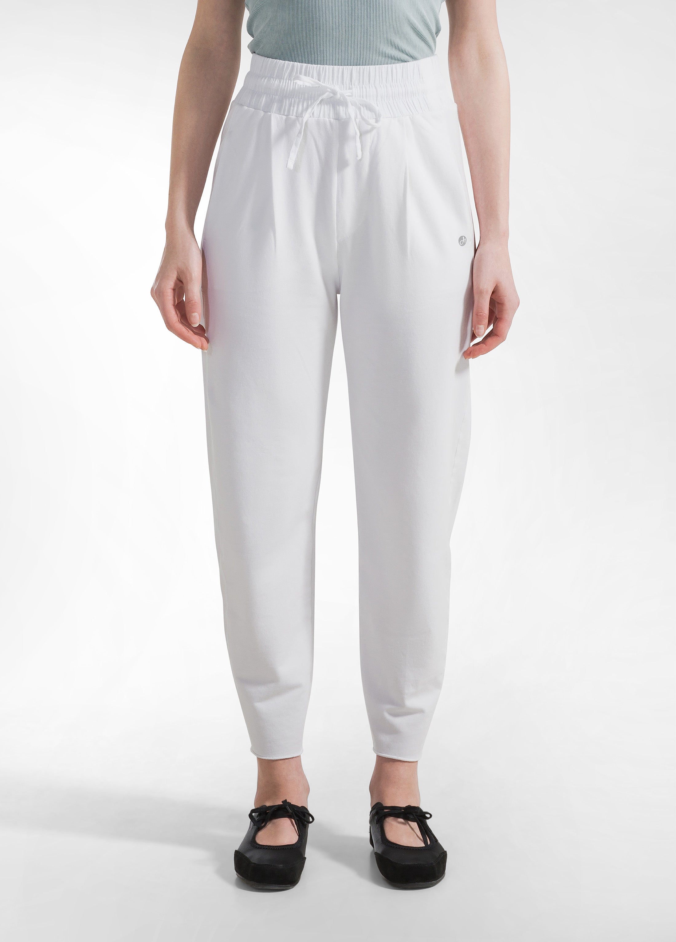 deha-pantalone-in-felpa-con-dettagli-in-lino-bianco image 2