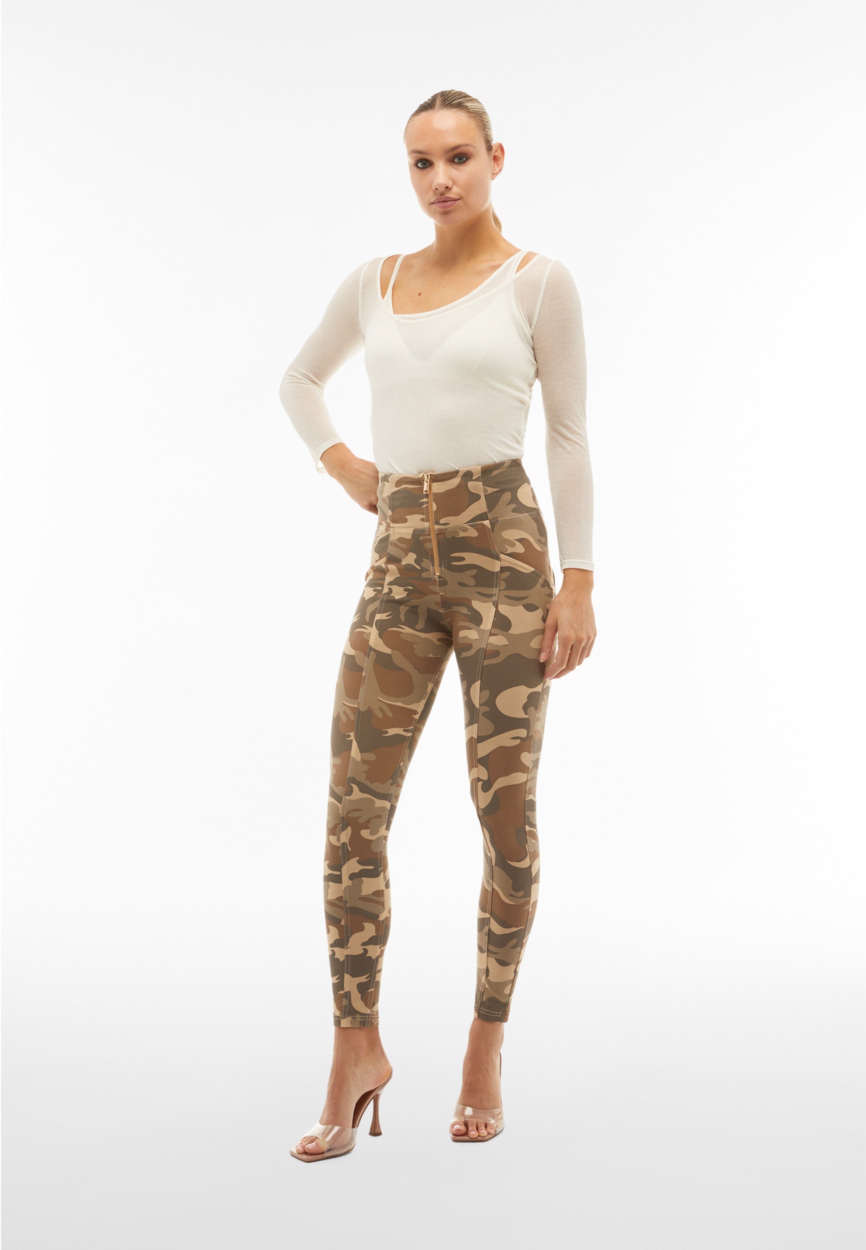 freddy-wr-up-pantaloni-vita-alta-zip-jersey-camouflage-superskinny image 2